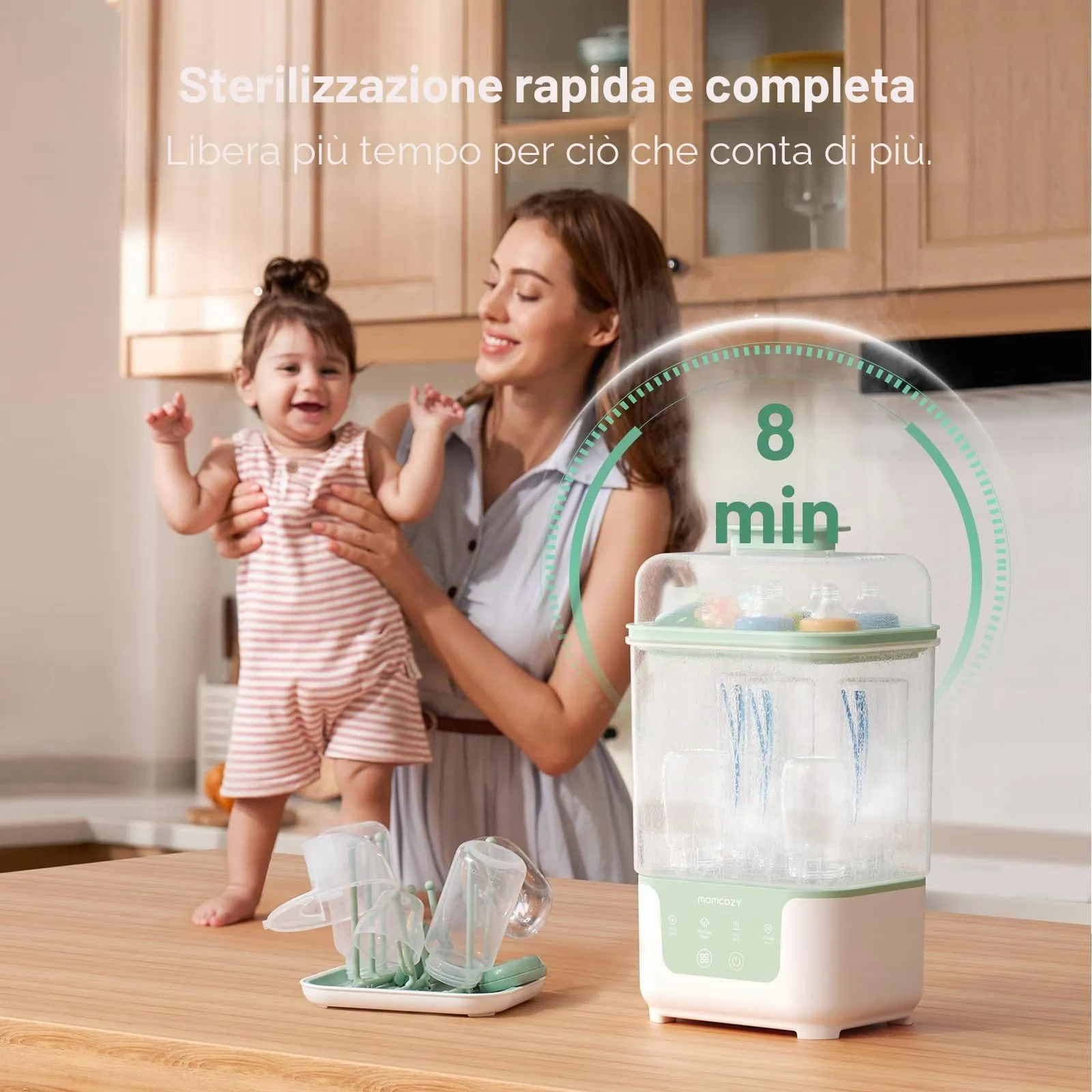 Momcozy Sterilizzatore Biberon e Asciugatrice 4-in-1 Compatto a Vapore - immagine 4