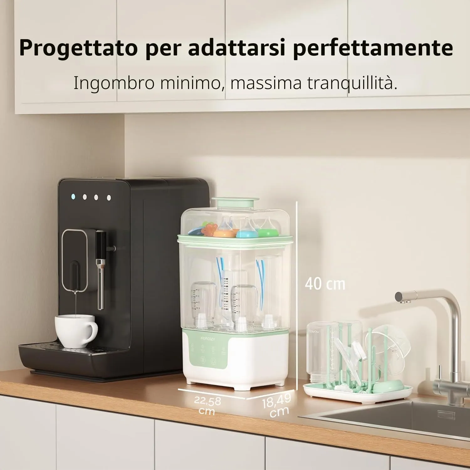 Momcozy Sterilizzatore Biberon e Asciugatrice 4-in-1 Compatto a Vapore - immagine 5