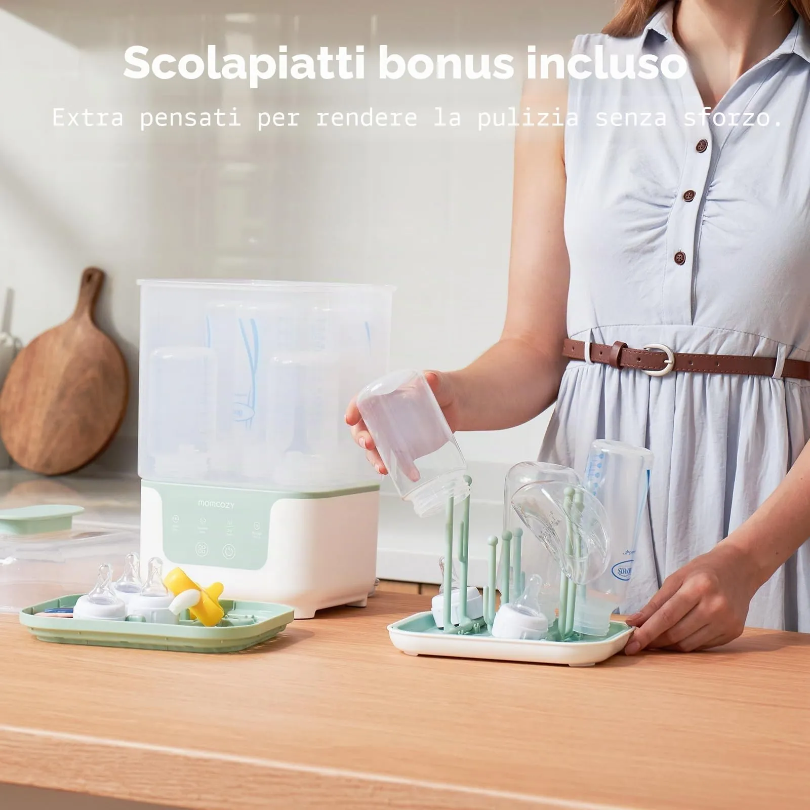 Momcozy Sterilizzatore Biberon e Asciugatrice 4-in-1 Compatto a Vapore - immagine 9
