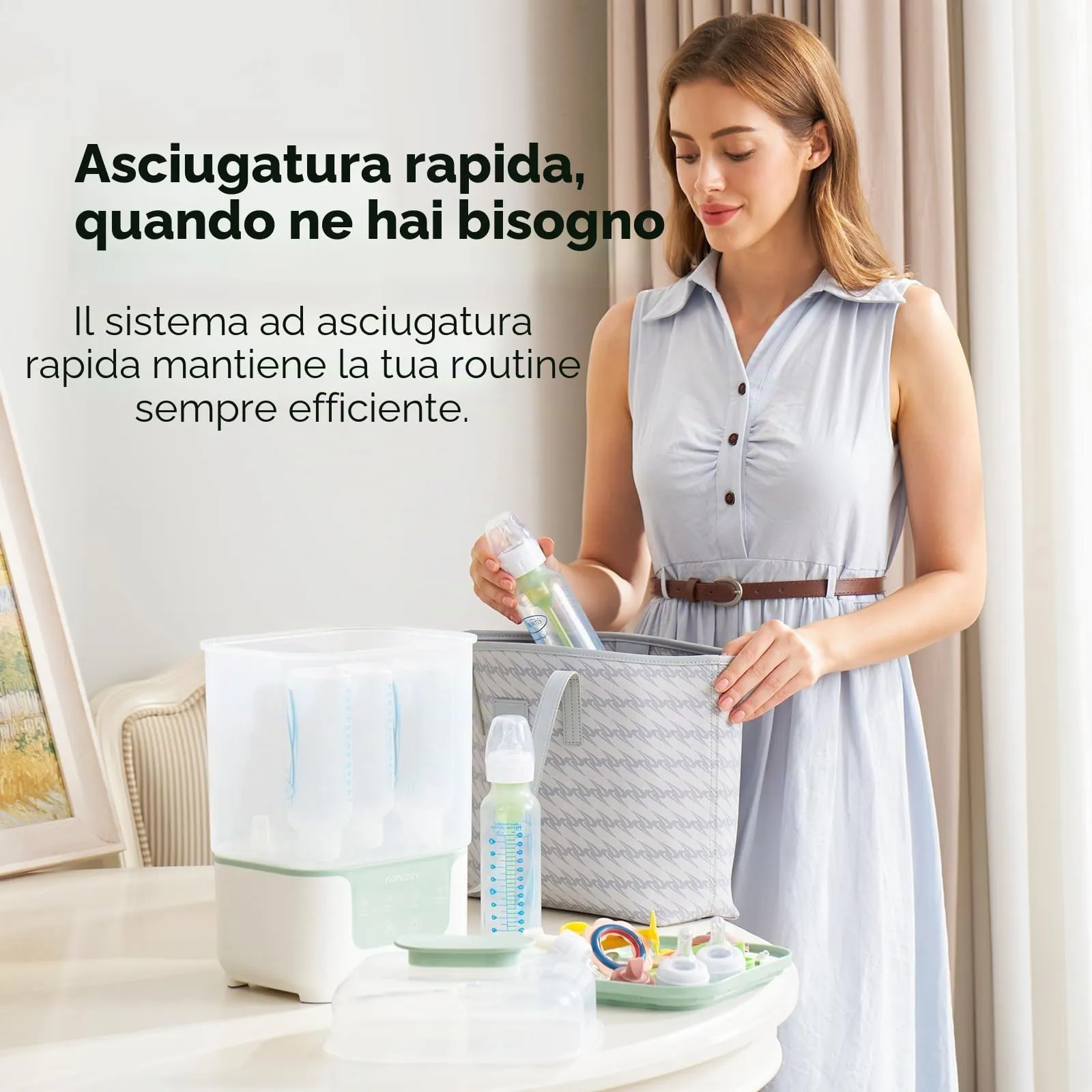 Momcozy Sterilizzatore Biberon e Asciugatrice 4-in-1 Compatto a Vapore - immagine 10