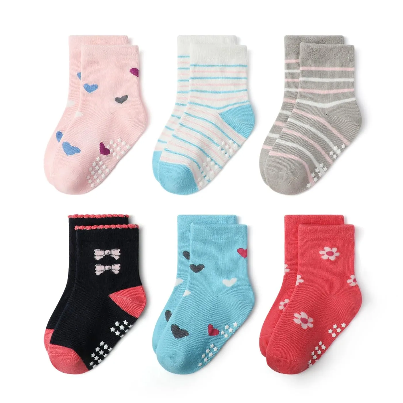 HaimoBurg Calze Antiscivolo in Cotone Traspirante per Bambini 1-5 Anni, 12 Paia - immagine 5