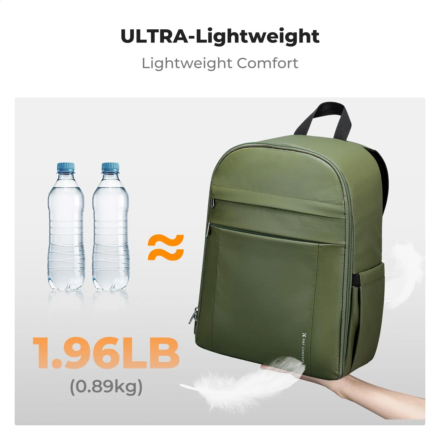 K&F CONCEPT Zaino Foto Compatto 13L con Parapioggia, Verde - immagine 2