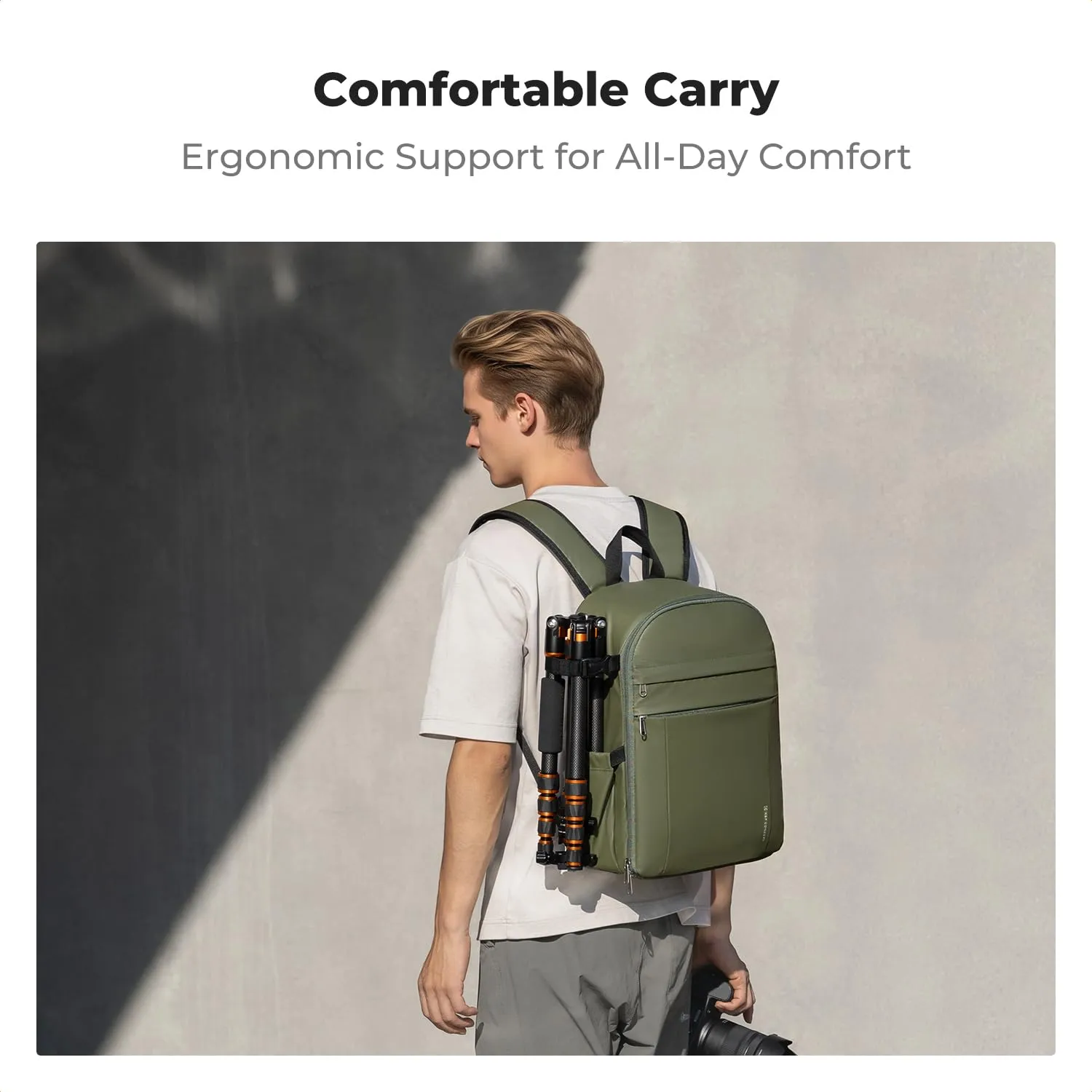 K&F CONCEPT Zaino Foto Compatto 13L con Parapioggia, Verde - immagine 5