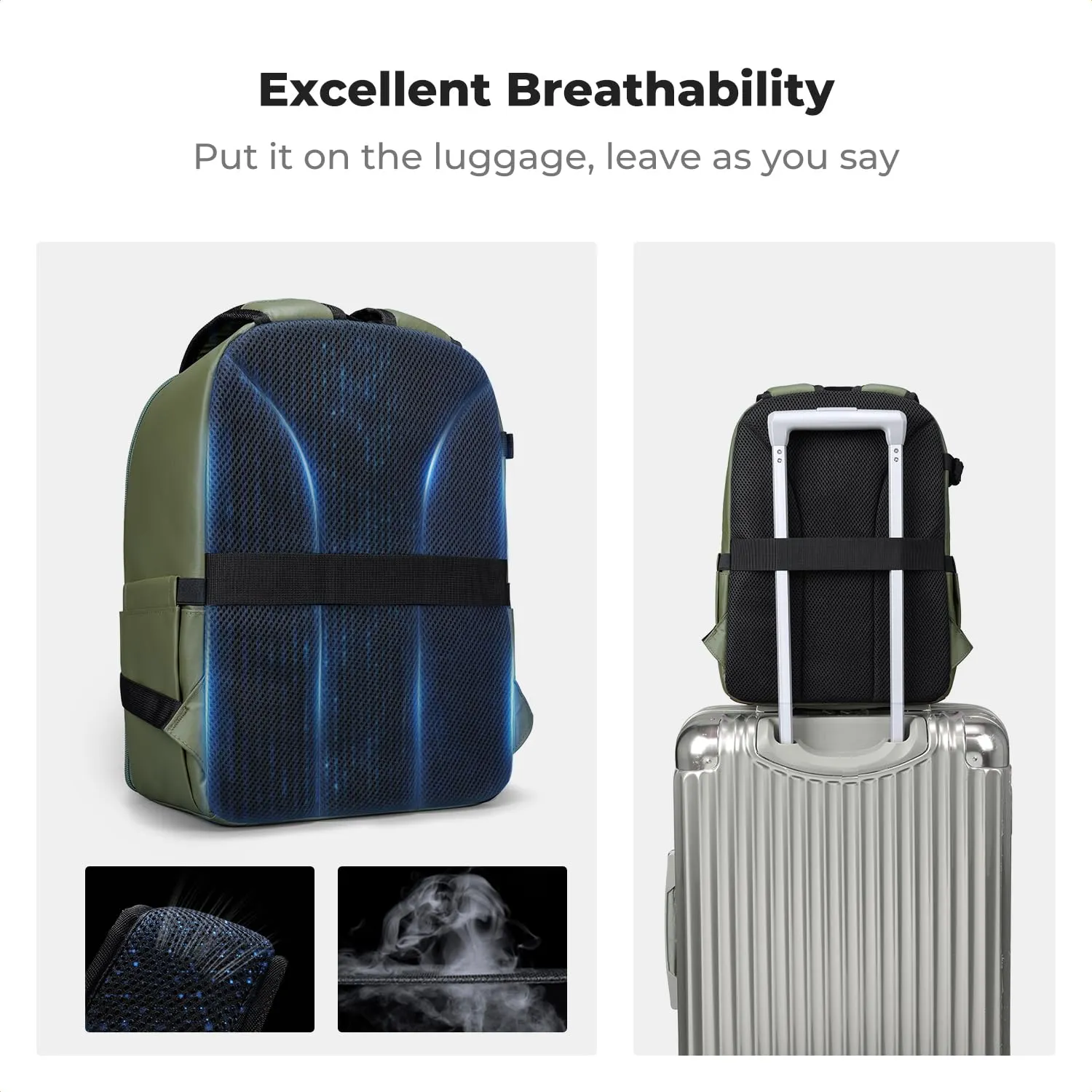 K&F CONCEPT Zaino Foto Compatto 13L con Parapioggia, Verde - immagine 7