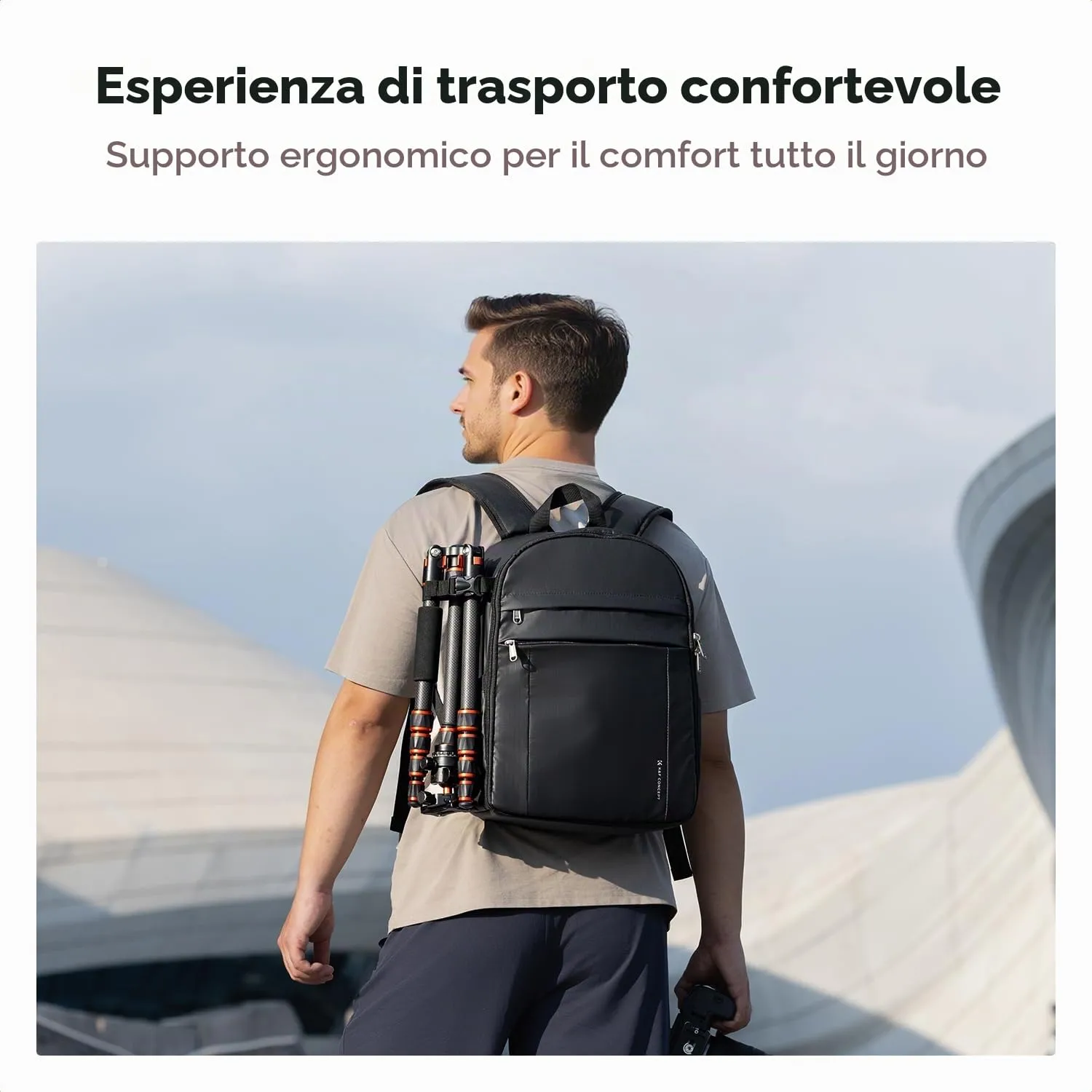 K&F CONCEPT Zaino Fotografico Compatto 13L con Parapioggia, Nero Lucido - immagine 5