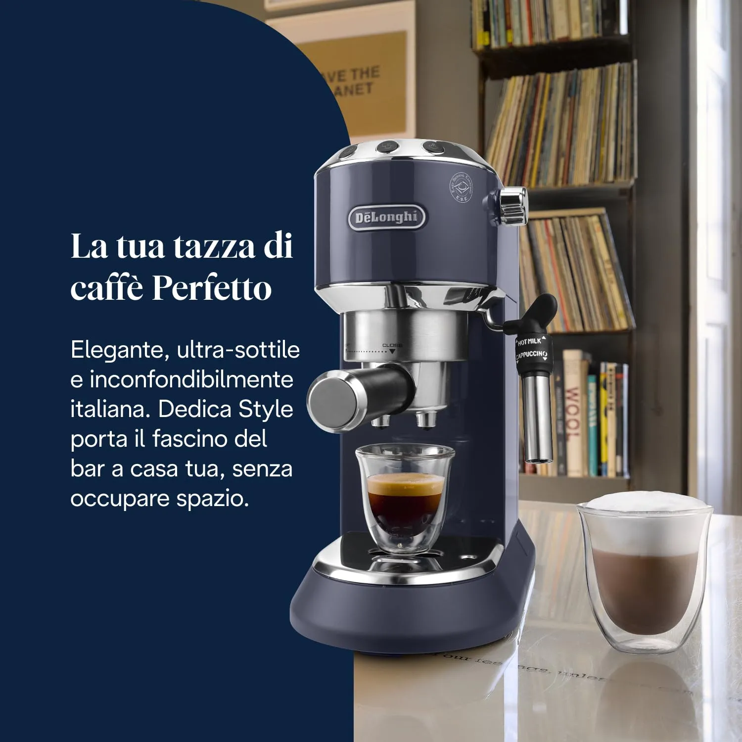 De'Longhi Dedica Style EC685.BL Macchina Caffè Espresso Manuale, Blu - immagine 2