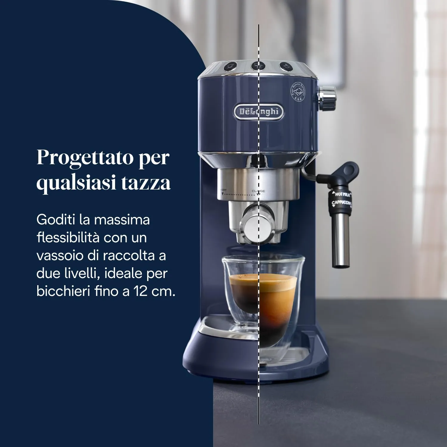De'Longhi Dedica Style EC685.BL Macchina Caffè Espresso Manuale, Blu - immagine 7