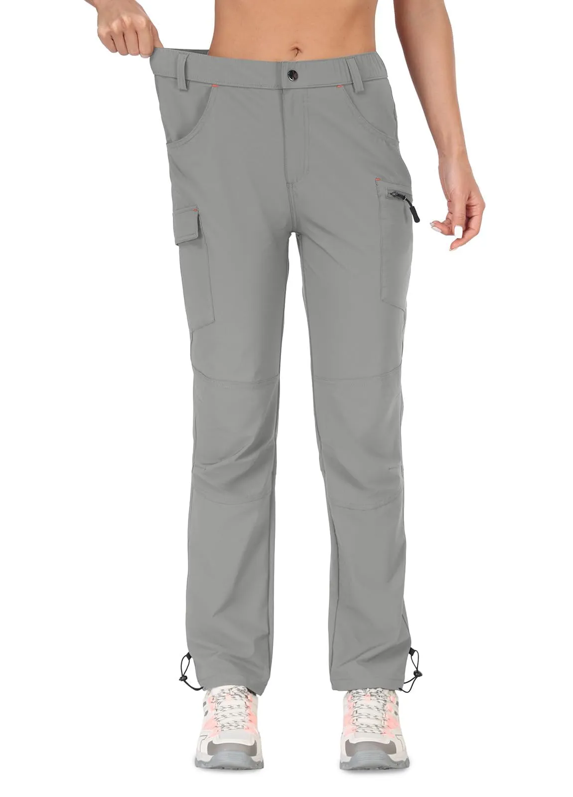 GymBrave Pantaloni Trekking Donna Cargo Capri 3/4 Estivi Grigio Chiaro L - immagine 2