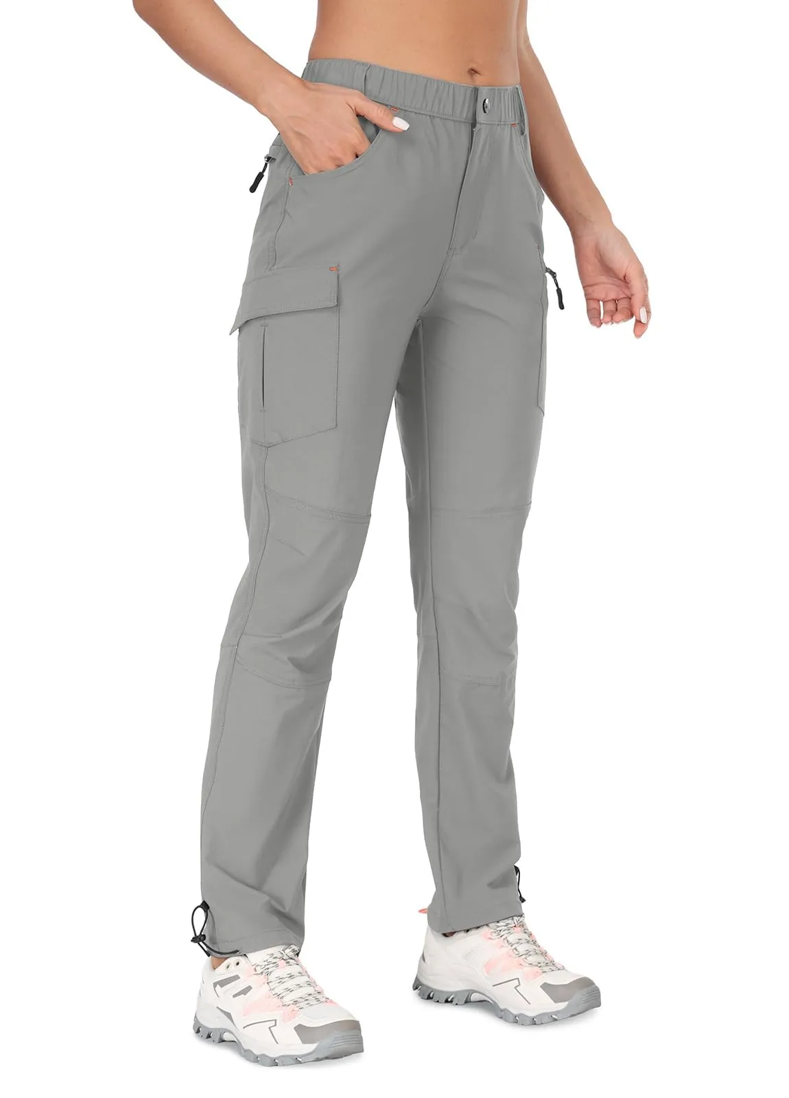GymBrave Pantaloni Trekking Donna Cargo Capri 3/4 Estivi Grigio Chiaro XL - immagine 1
