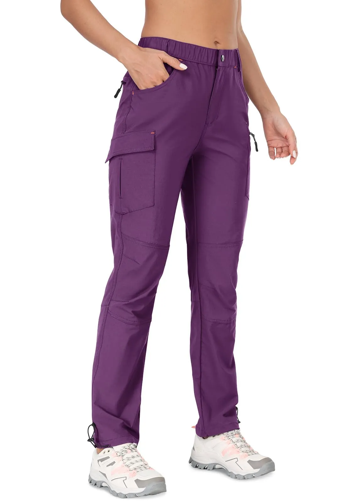 GymBrave Pantaloni Trekking Donna Cargo Capri 3/4 Estivi Leggeri Viola XL - immagine 1