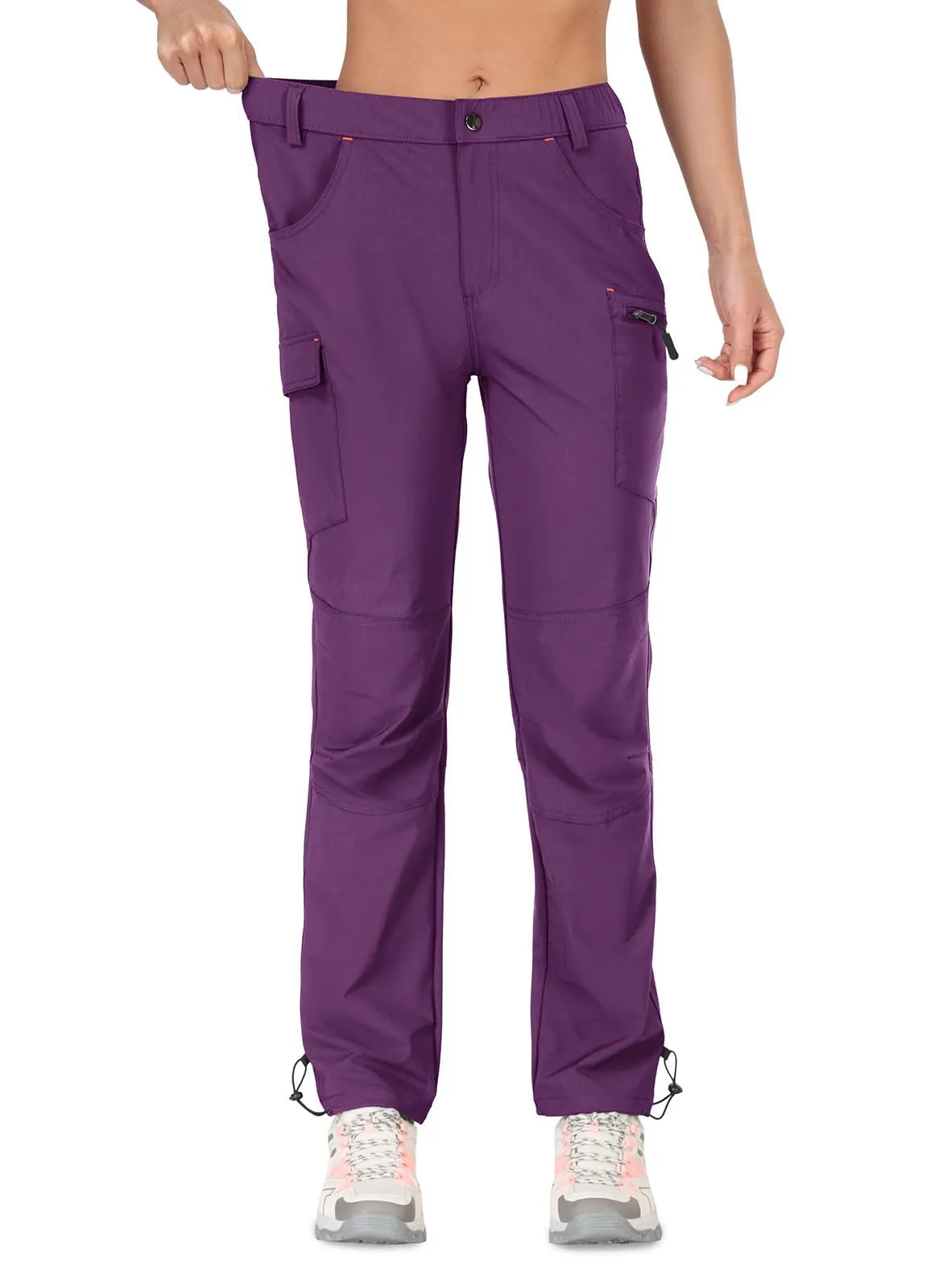 GymBrave Pantaloni Trekking Donna Cargo Capri 3/4 Estivi Leggeri Viola XL - immagine 2