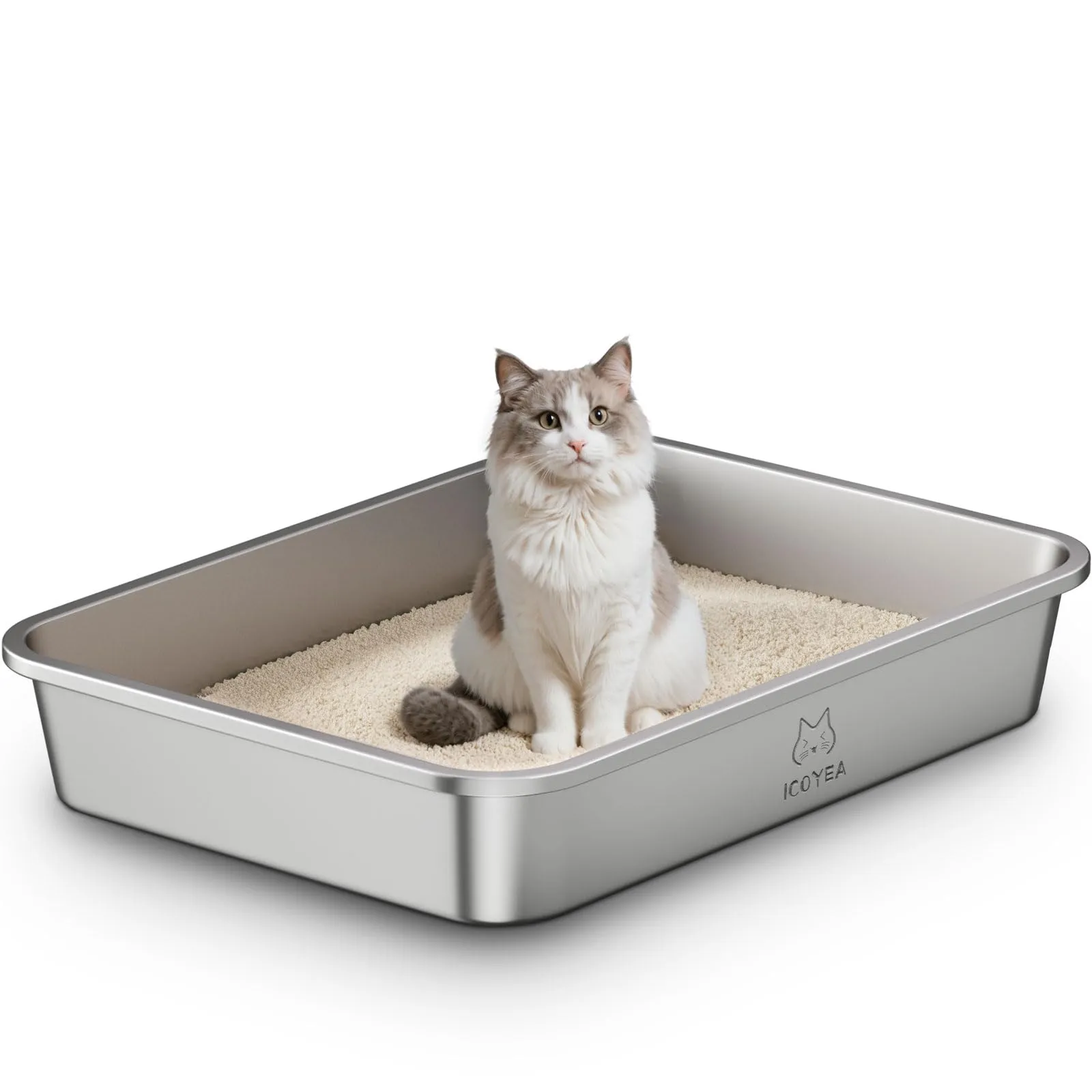 ICOYEA Lettiera in Acciaio Inox per Gatti, Conigli e Piccoli Animali, 70x50x10 cm, Serie ValuePro - immagine 1