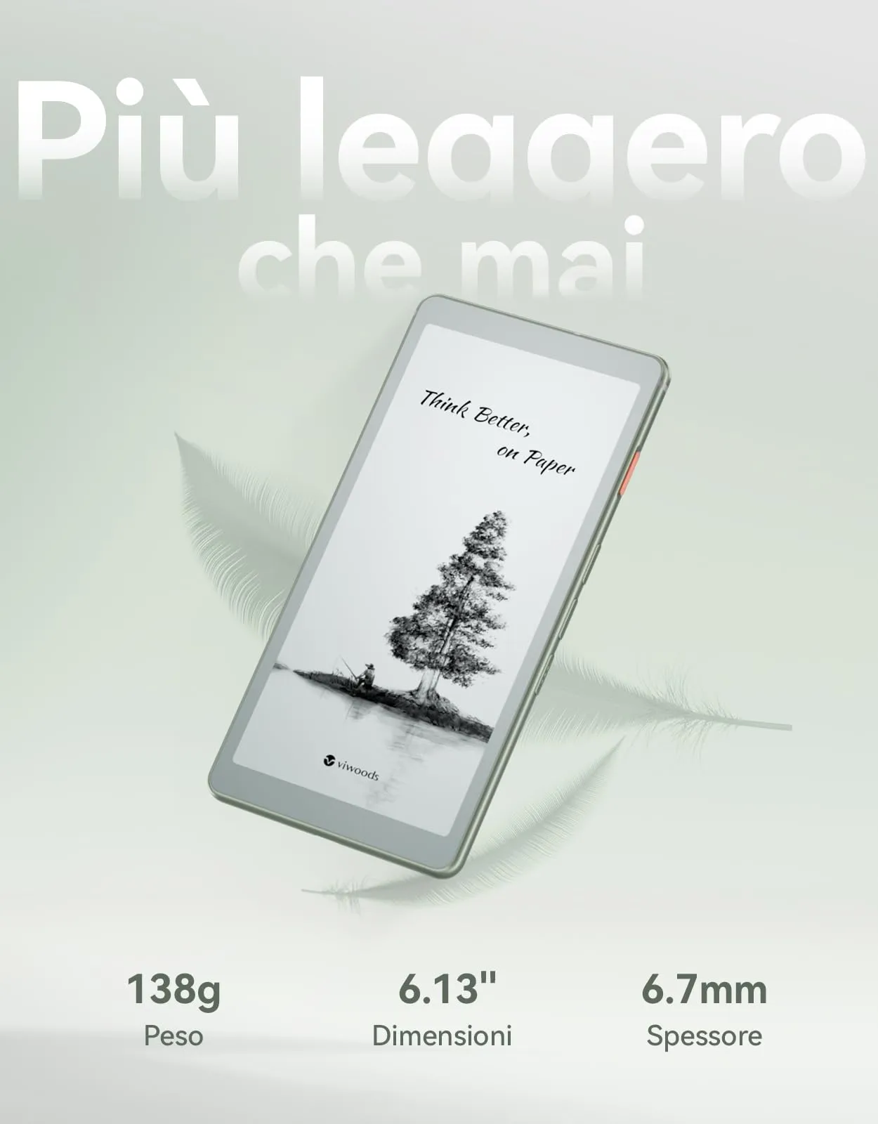 VIWOODS AiPaper Reader 6.13" E Ink Carta 1300 300PPI 128GB - immagine 2