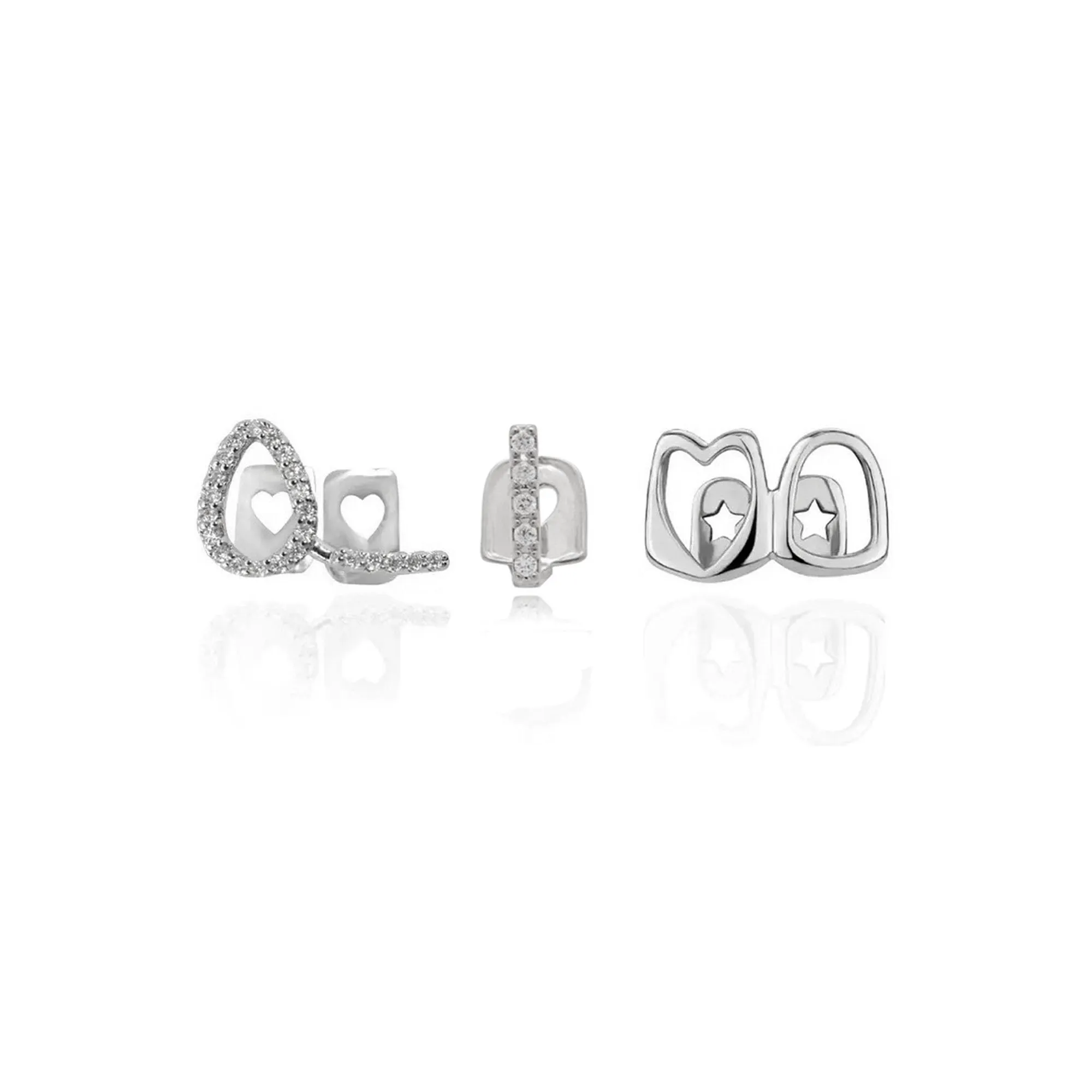 LONGHAO 3 Pcs Hip Hop Grillz Teeth Decoration, Silver Plated, Unisex Adult - immagine 1