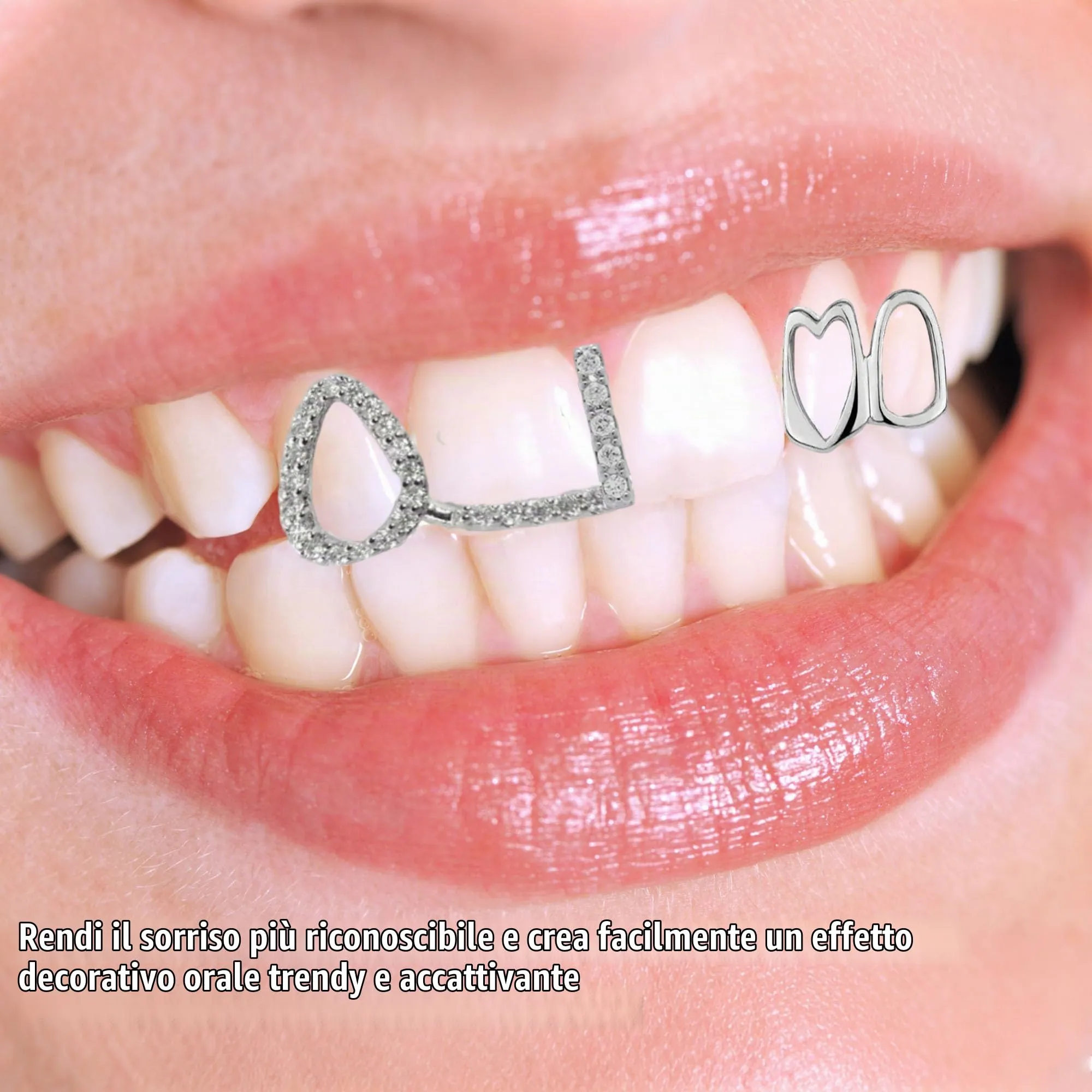 LONGHAO 3 Pcs Hip Hop Grillz Teeth Decoration, Silver Plated, Unisex Adult - immagine 3