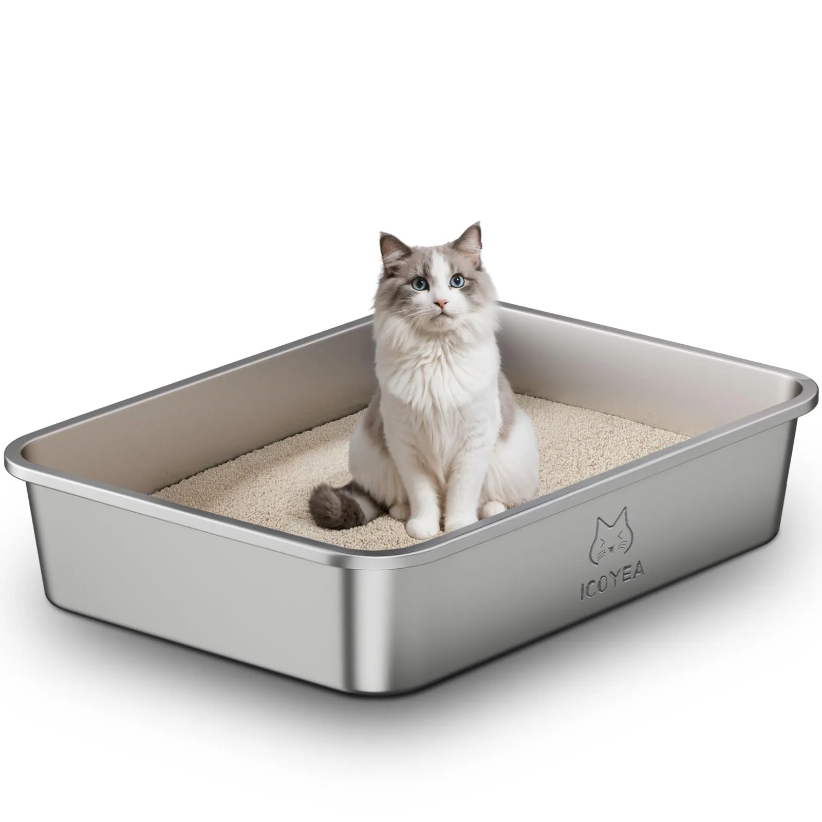 ICOYEA Lettiera in Acciaio Inox per Gatti e Conigli, 70x50x15 cm, Serie ValuePro - immagine 1