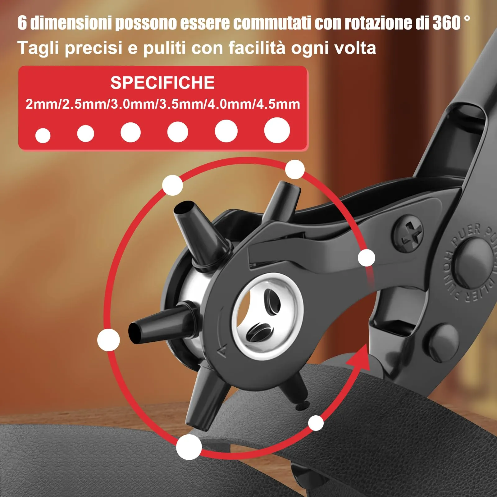 Diyife Pinza Fustellatrice per Cintura, Set Completo Rosso - immagine 2