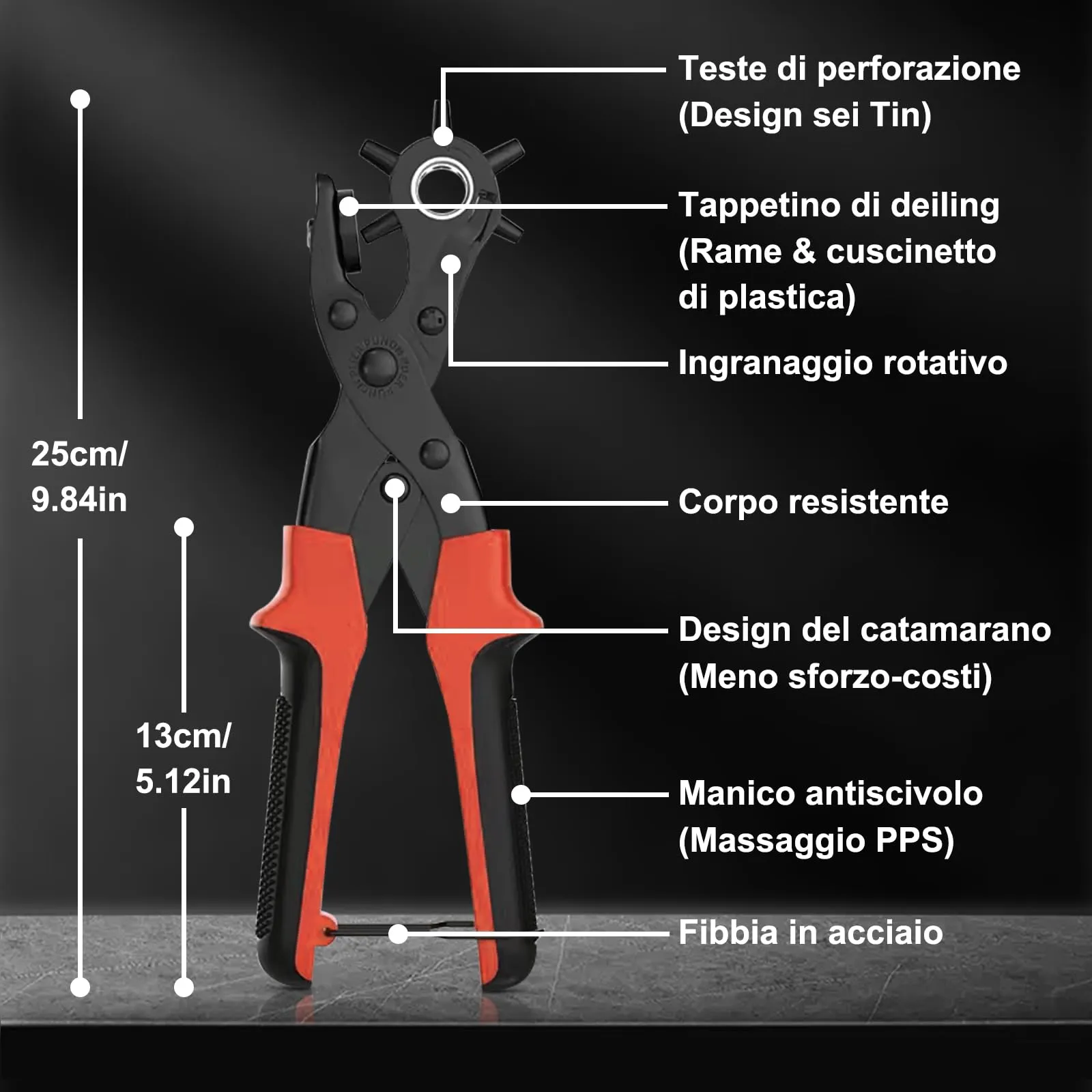 Diyife Pinza Fustellatrice per Cintura, Set Completo Rosso - immagine 5