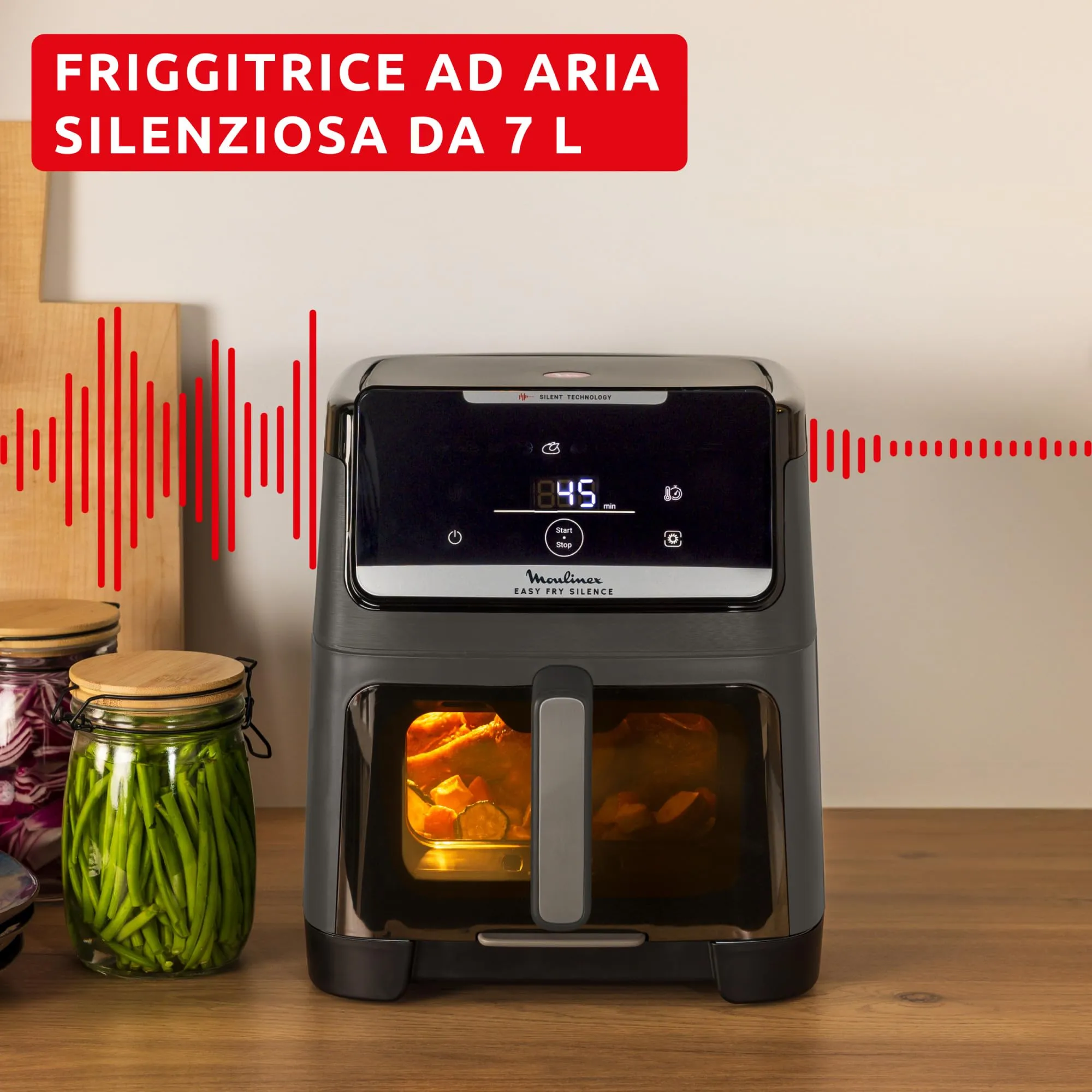 Moulinex Easy Fry Silence Friggitrice ad Aria 7L Grigio EZ846H - immagine 3