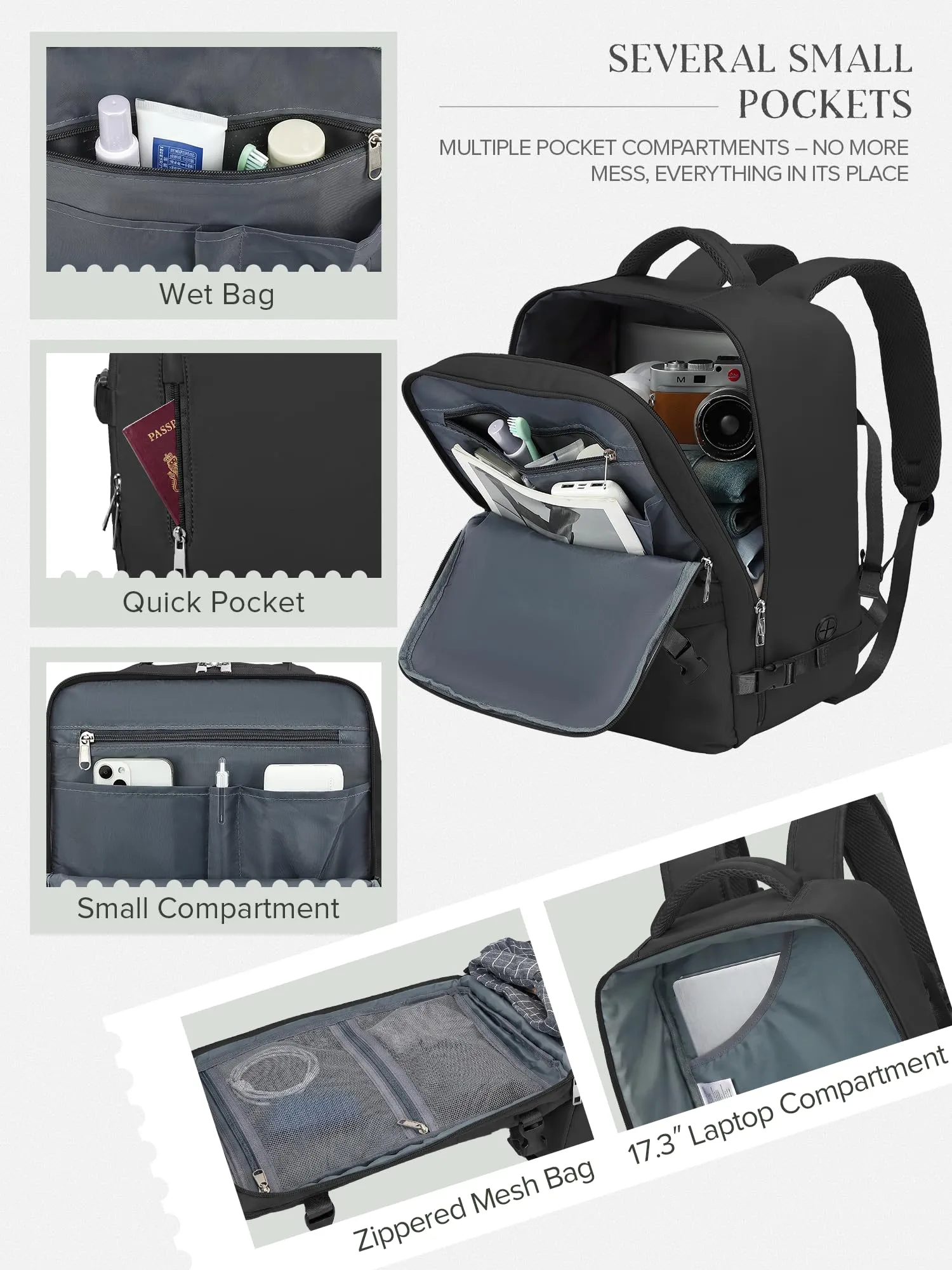 Hayayu Borse Da Cabina 55x40x20 Bagaglio A Mano Zaini 44L - immagine 3