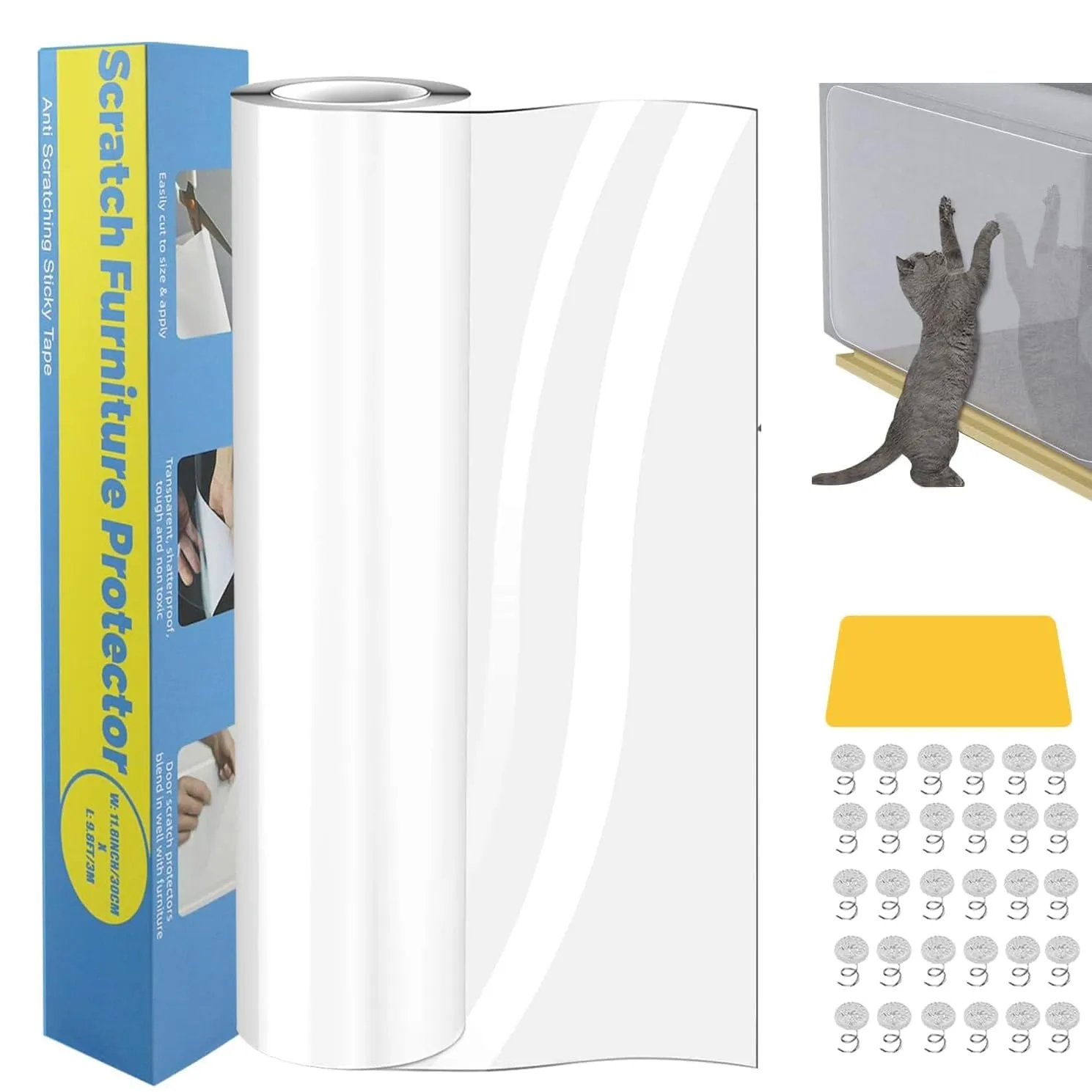 Lovcoyo Protezione Antigraffio per Gatti in PVC, 30x300cm, Trasparente - immagine 1