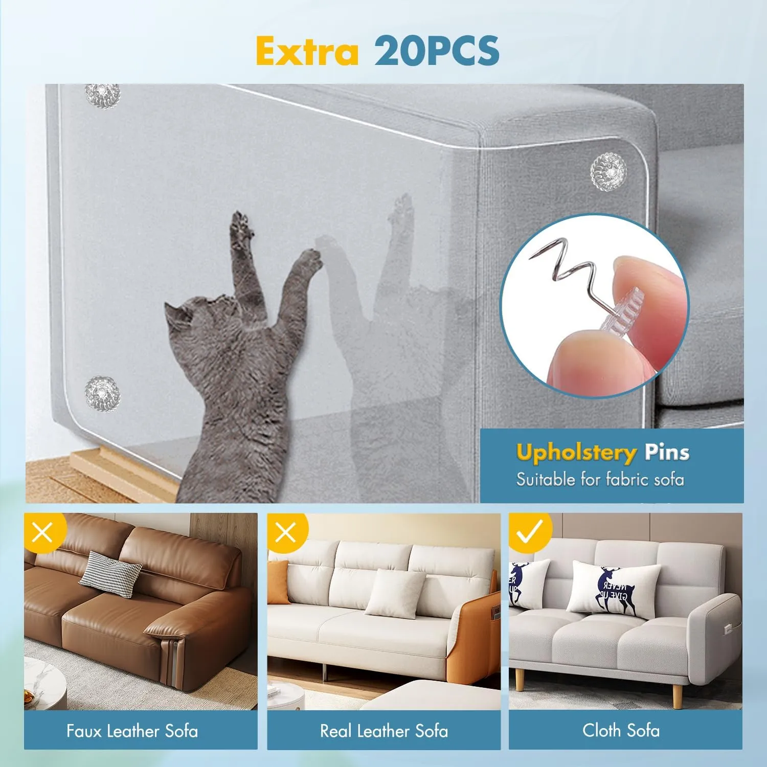 Lovcoyo Protezione Antigraffio per Gatti in PVC, 30x300cm, Trasparente - immagine 3