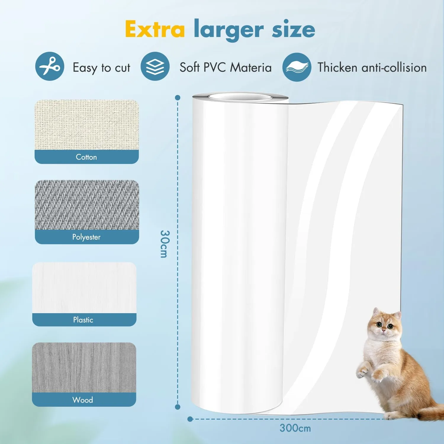 Lovcoyo Protezione Antigraffio per Gatti in PVC, 30x300cm, Trasparente - immagine 5