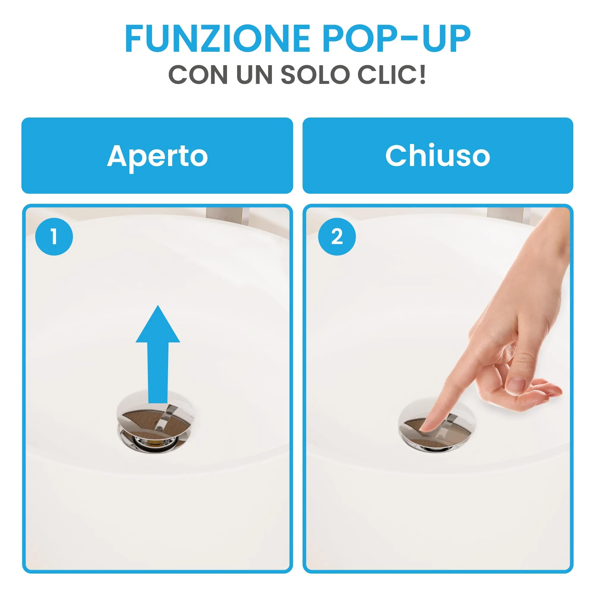 Bächlein Tubo di Scarico Universale Extra Lungo senza Troppopieno, Valvola Pop Up per Lavabo, Cromo - immagine 5