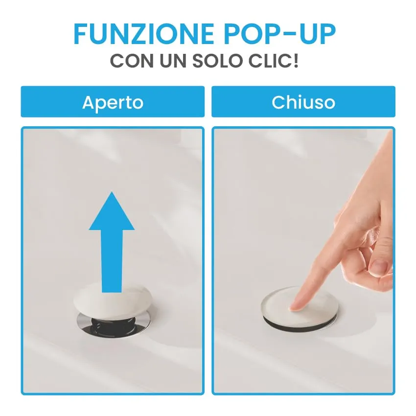 Bächlein Tubo di scarico universale con troppopieno per lavabo e lavandino, valvola pop up in ottone - immagine 5