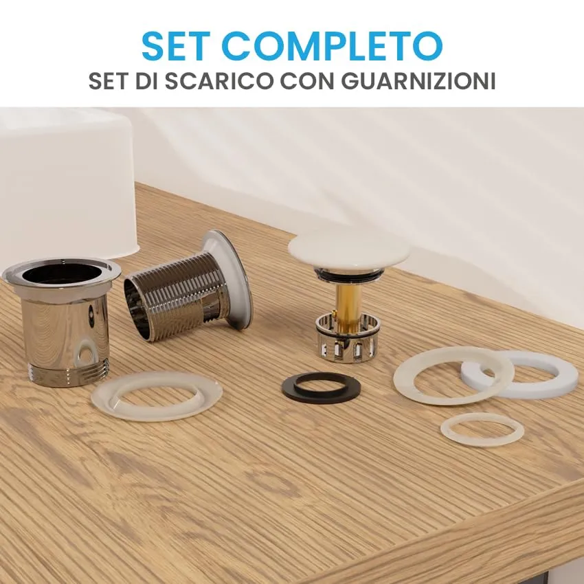Bächlein Tubo di scarico universale senza troppopieno per lavabo e lavandino, valvola pop up in ottone - immagine 2