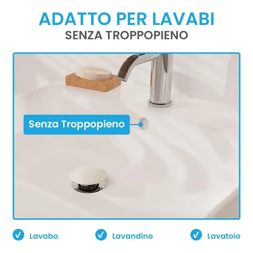 Bächlein Tubo di scarico universale senza troppopieno per lavabo e lavandino, valvola pop up in ottone - immagine 7