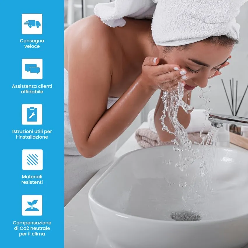 Bächlein Tubo di scarico universale senza troppopieno per lavabo e lavandino, valvola pop up in ottone - immagine 8