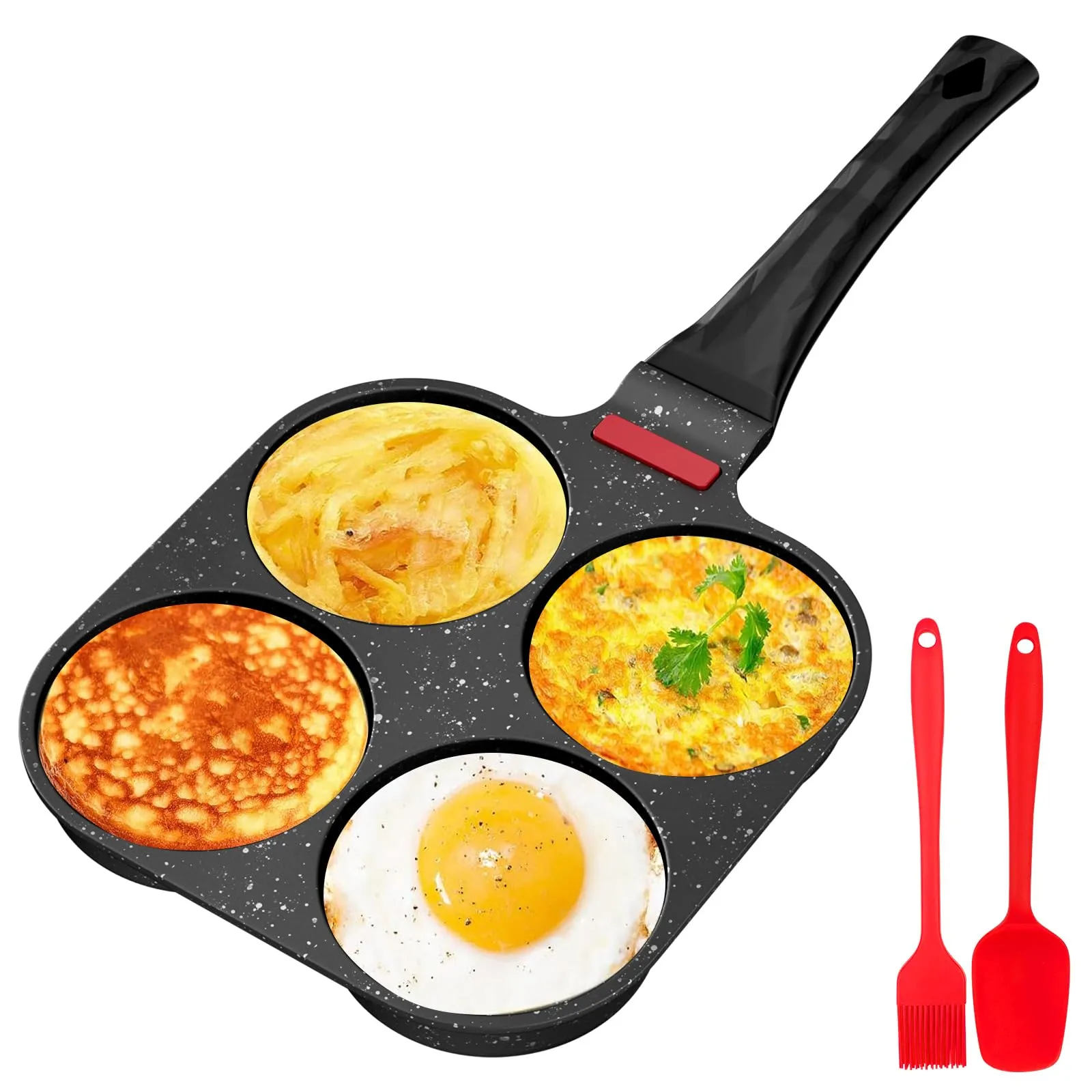 Traxenta Padella per Pancake e Frittate a 4 Fori in Alluminio, 17cm, Nero - immagine 1