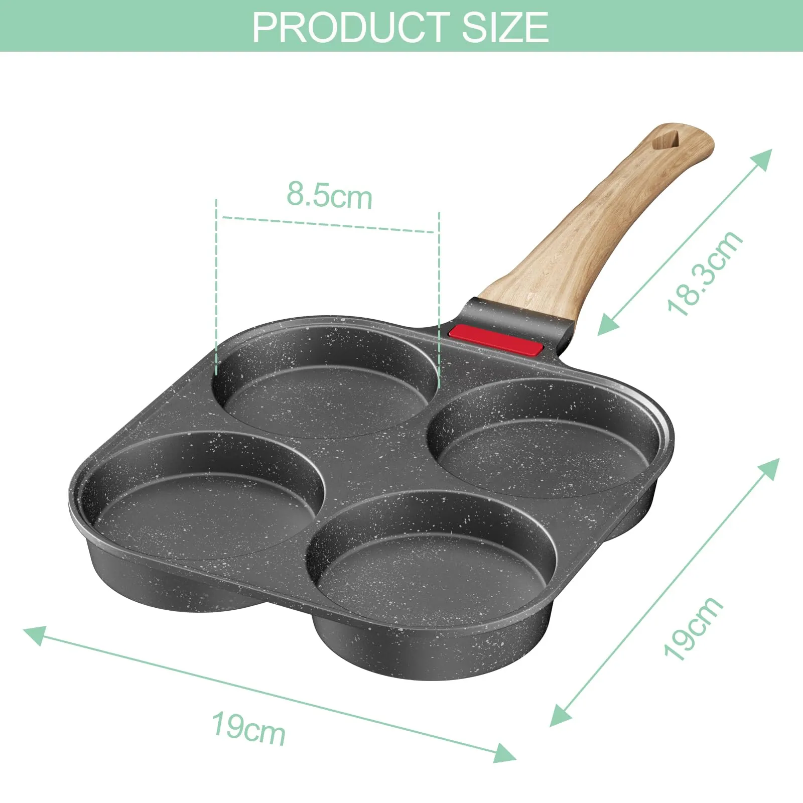 Traxenta Padella Pancake Antiaderente a 4 Stampi, 19 cm, Grigio - immagine 2