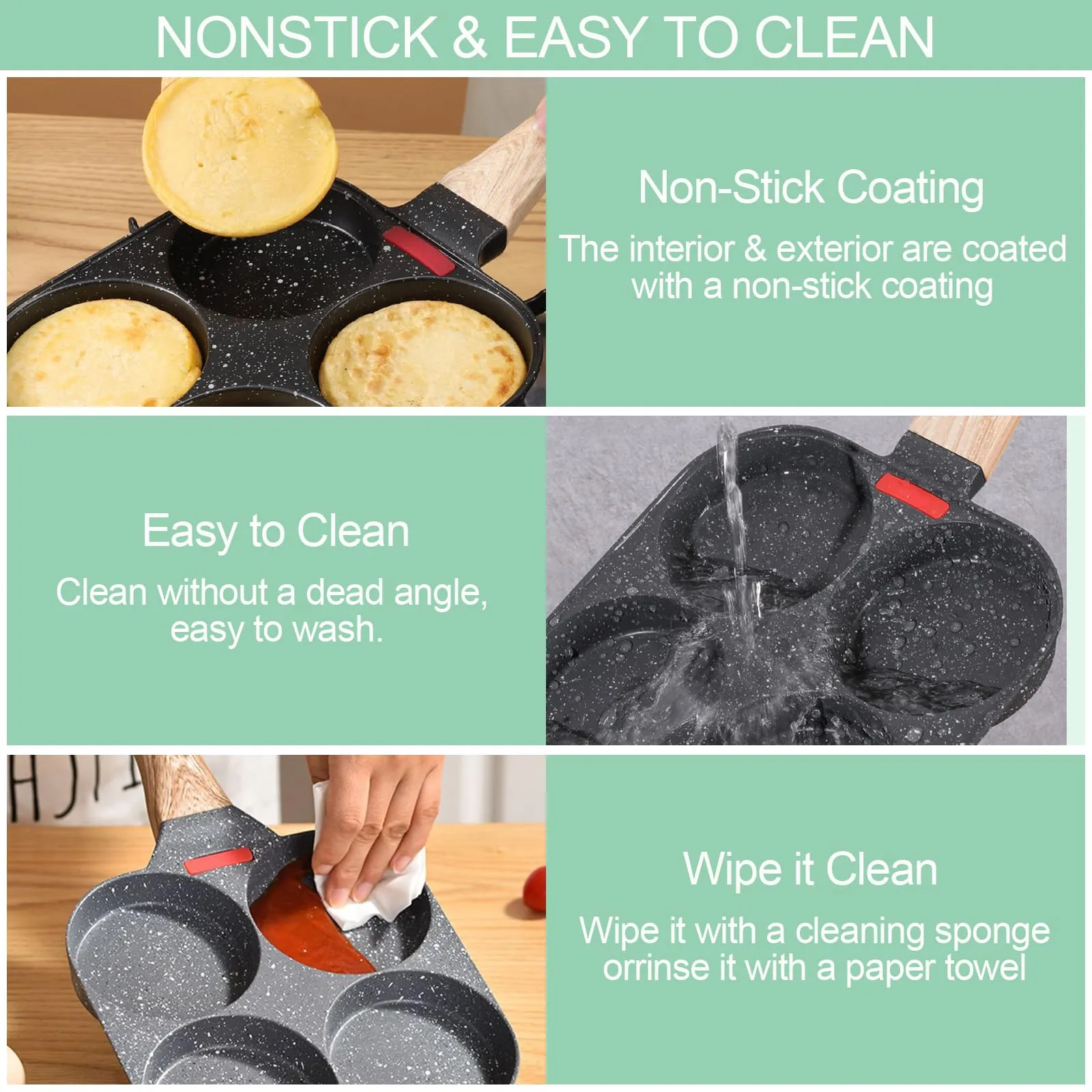 Traxenta Padella Pancake Antiaderente a 4 Stampi, 19 cm, Grigio - immagine 6