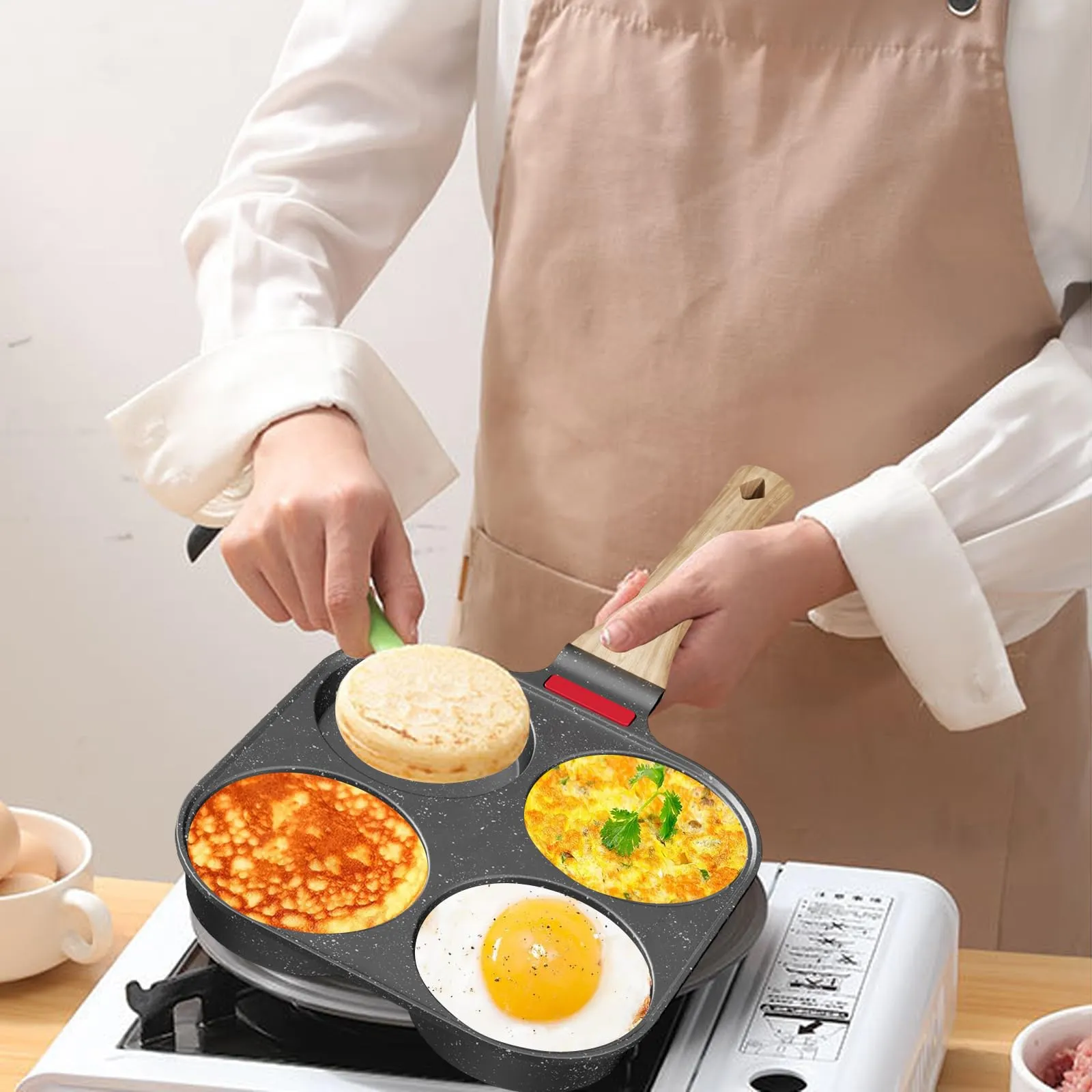 Traxenta Padella Pancake Antiaderente a 4 Stampi, 19 cm, Grigio - immagine 7