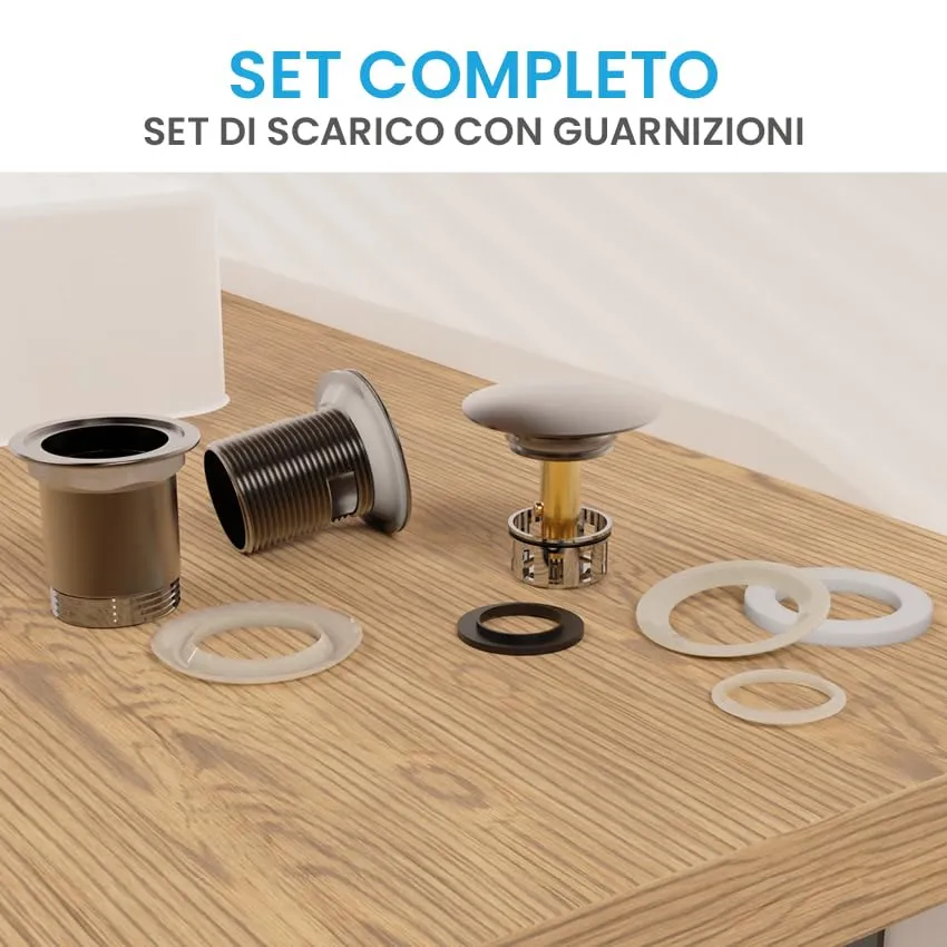 Bächlein Scarico Universale con Troppopieno, Valvola Pop-up in Ottone per Lavabo e Lavandino, Antracite - immagine 7