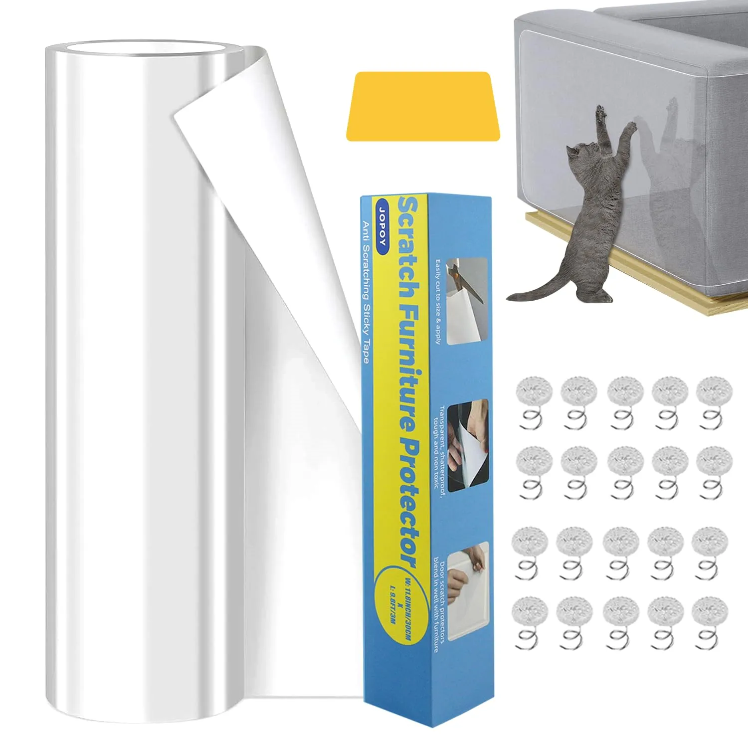 Lovcoyo Protezione Antigraffio per Gatti in PVC, 30x500cm, Trasparente - immagine 1