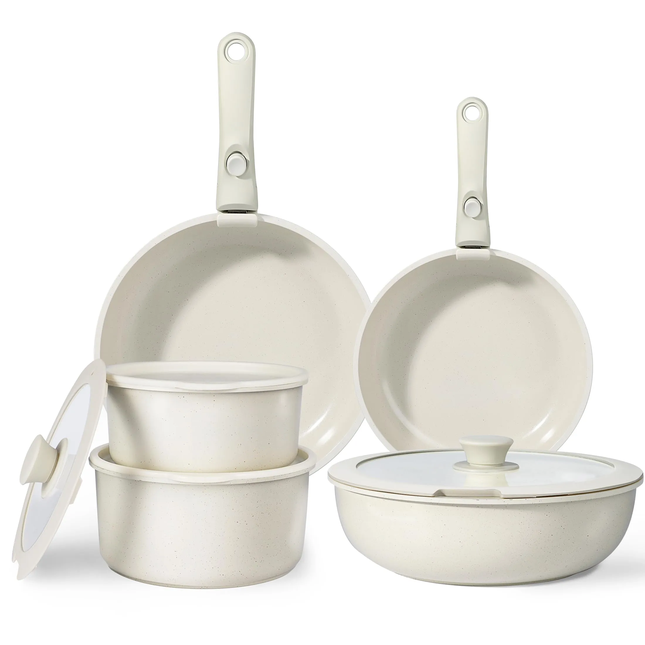 GiPP Set di Padelle Antiaderente 11 Pezzi, Compatibile Induzione, Bianco - immagine 1
