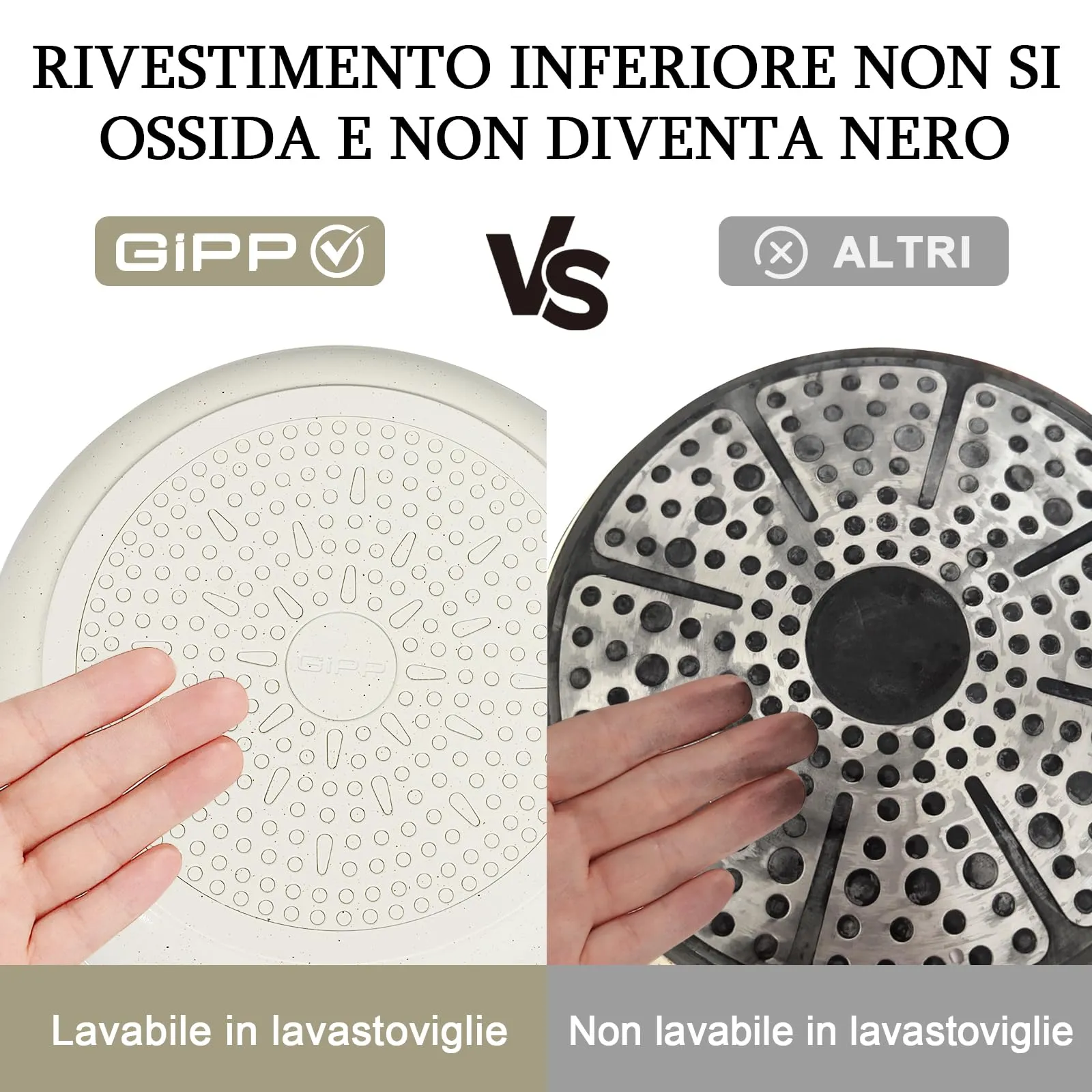 GiPP Set di Padelle Antiaderente 11 Pezzi, Compatibile Induzione, Bianco - immagine 5