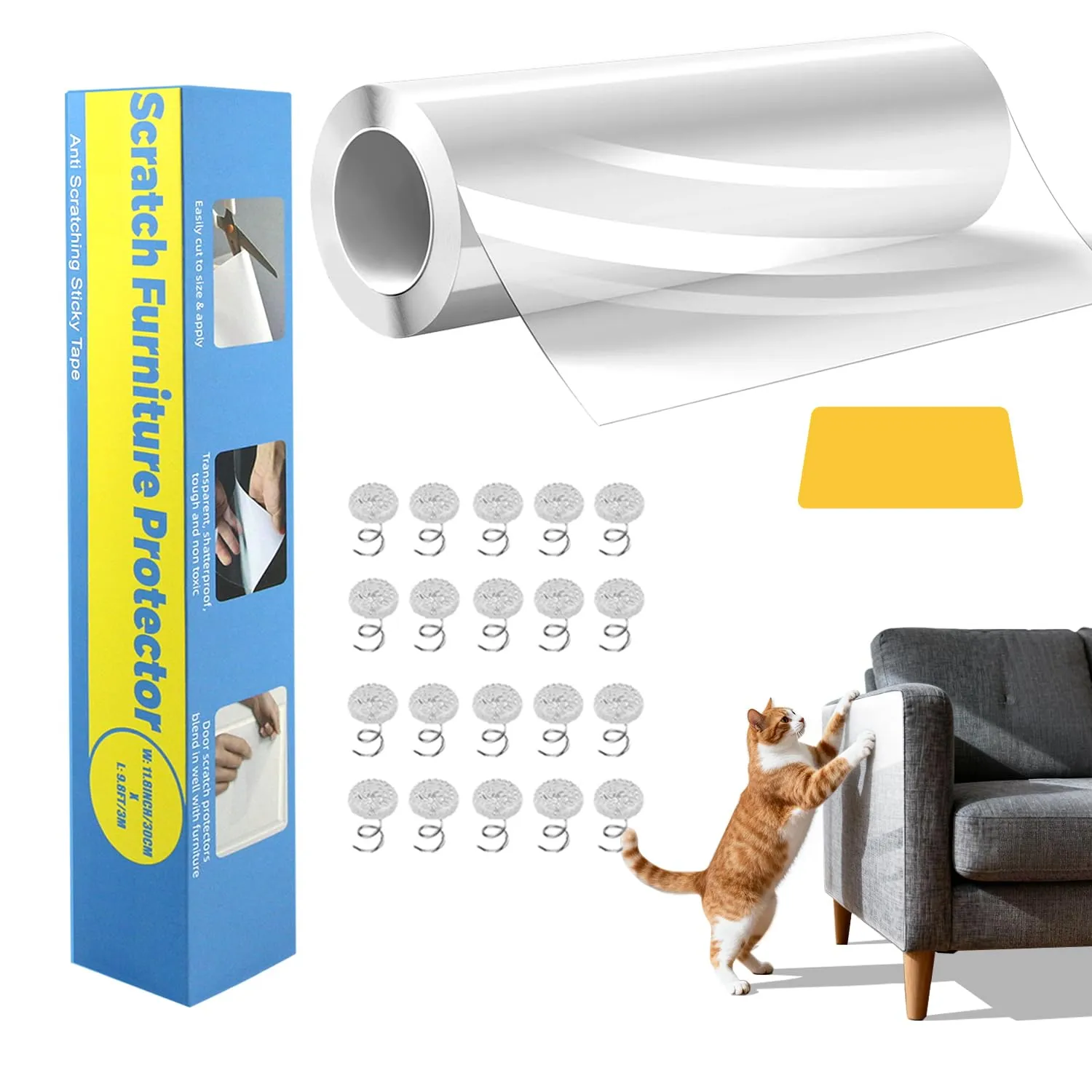 Lovcoyo Protezione Divano Antigraffio per Gatti in PVC, 40x800cm, Trasparente - immagine 1