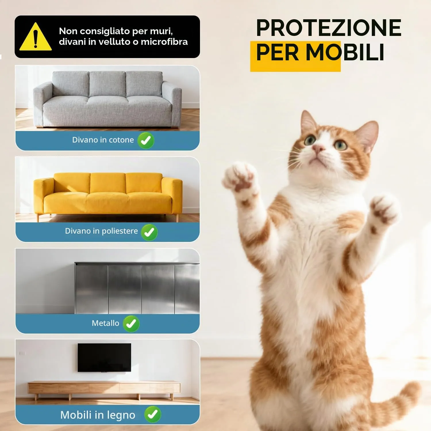 Lovcoyo Protezione Divano Antigraffio per Gatti in PVC, 40x800cm, Trasparente - immagine 3