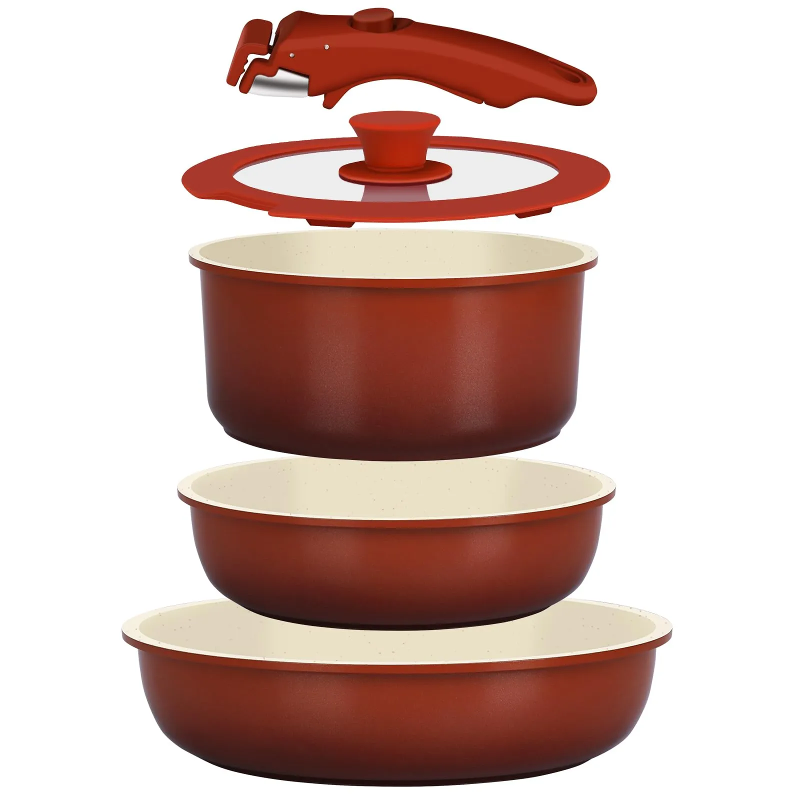 GiPP Set di Padelle Antiaderente 5 Pezzi, Compatibile Induzione, Rossa - immagine 1
