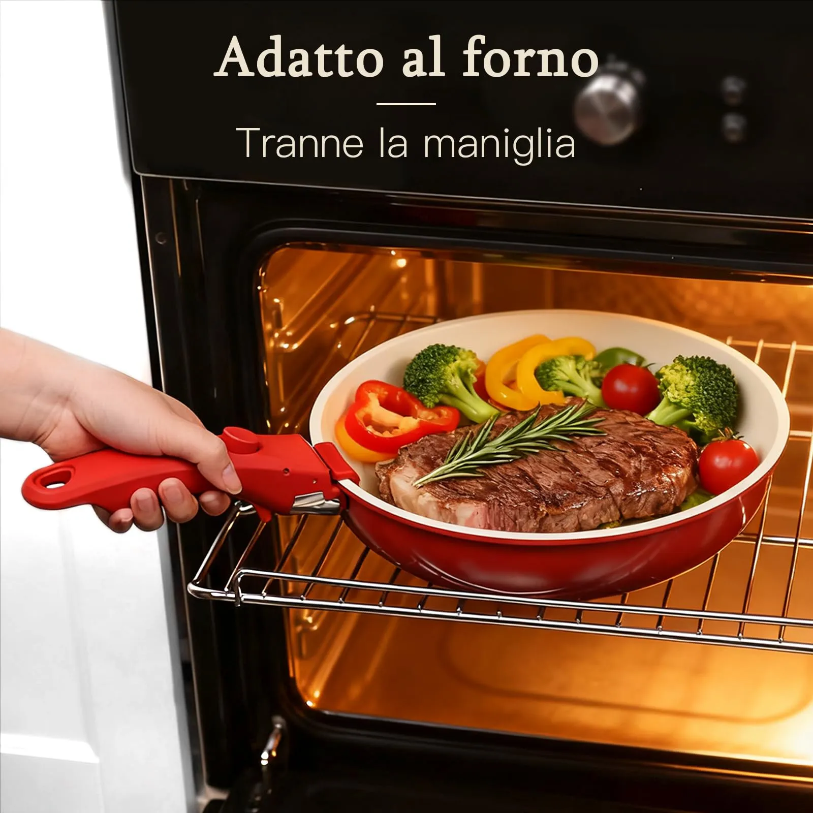 GiPP Set di Padelle Antiaderente 5 Pezzi, Compatibile Induzione, Rossa - immagine 5