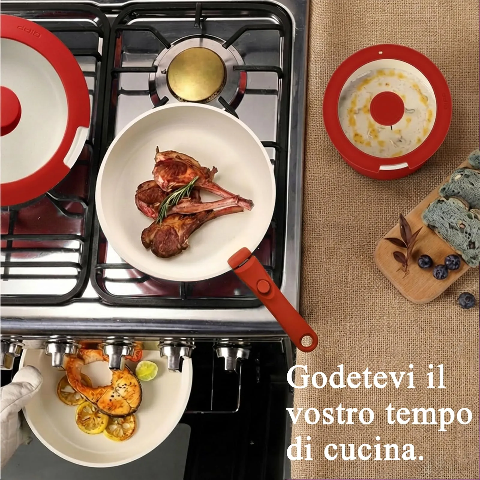 GiPP Set di Padelle Antiaderente 5 Pezzi, Compatibile Induzione, Rossa - immagine 9