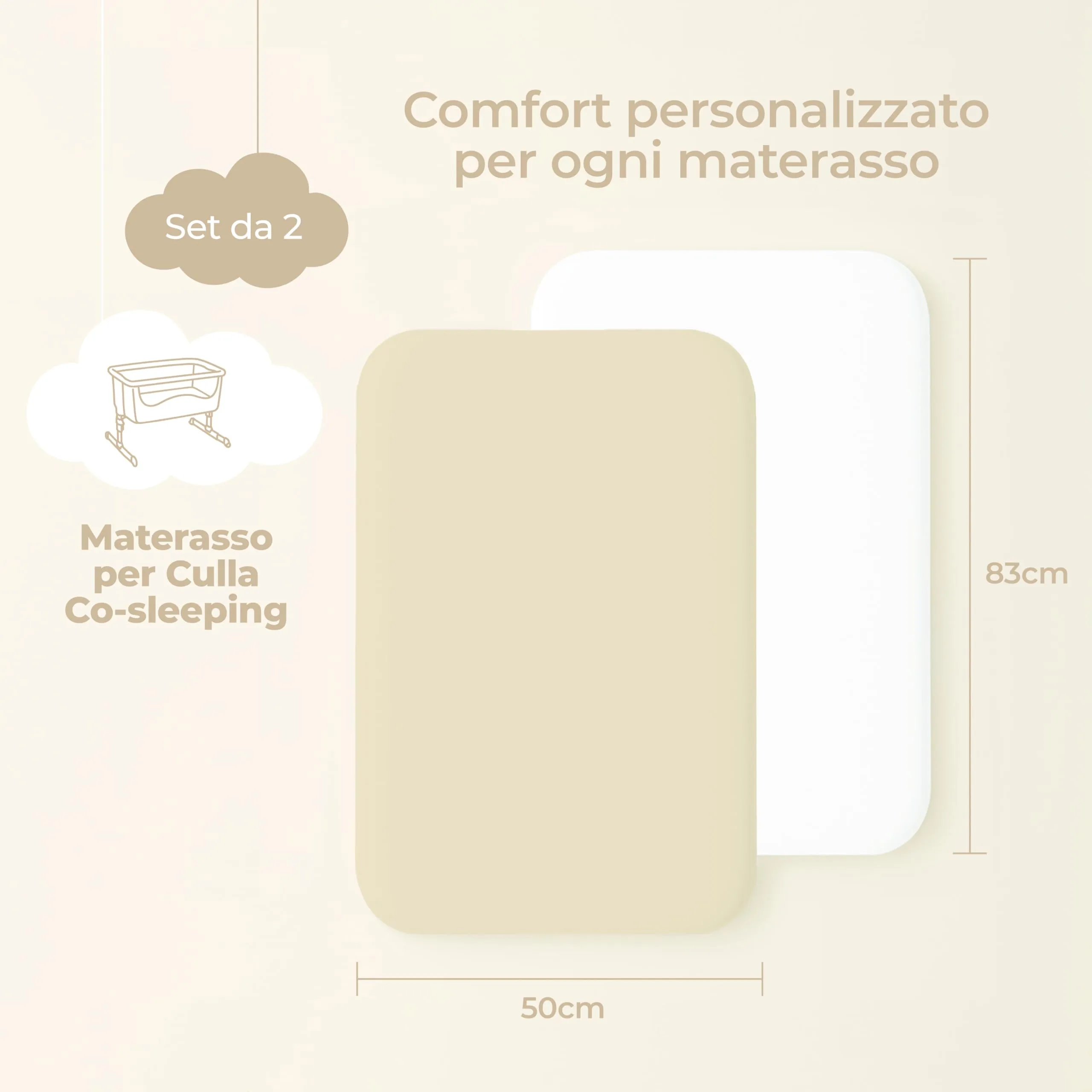 Dreamzie Set da 2 Lenzuola Culla 50x83 cm, 100% Cotone - immagine 2