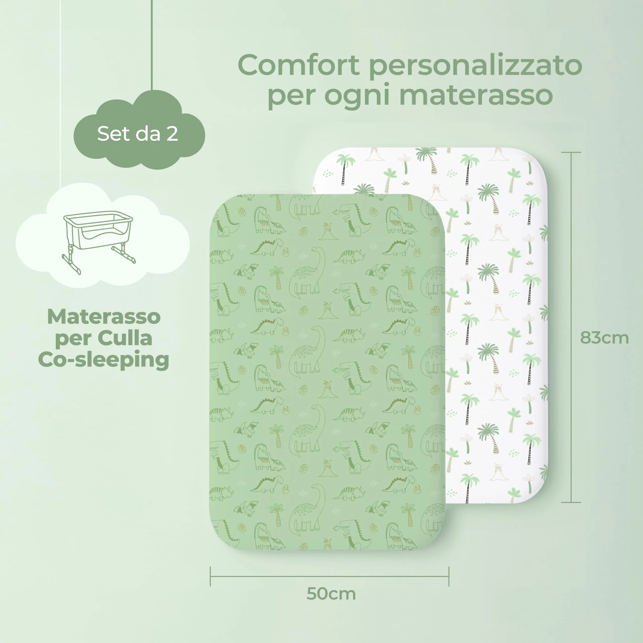 Dreamzie Set di 2 Lenzuola Culla 50x83 cm 100% Cotone - immagine 2