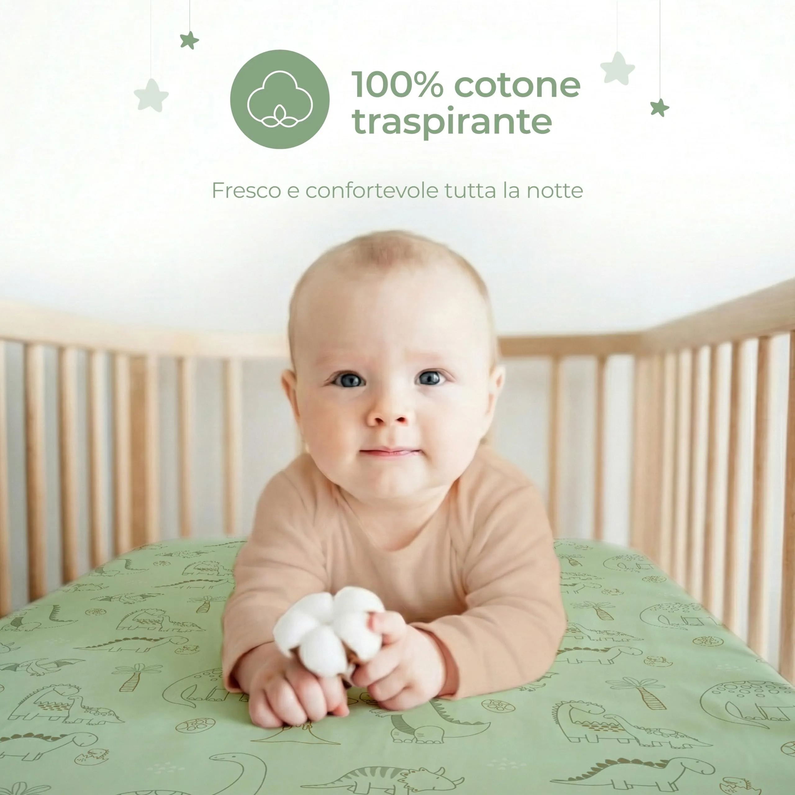 Dreamzie Set di 2 Lenzuola Culla 50x83 cm 100% Cotone - immagine 3