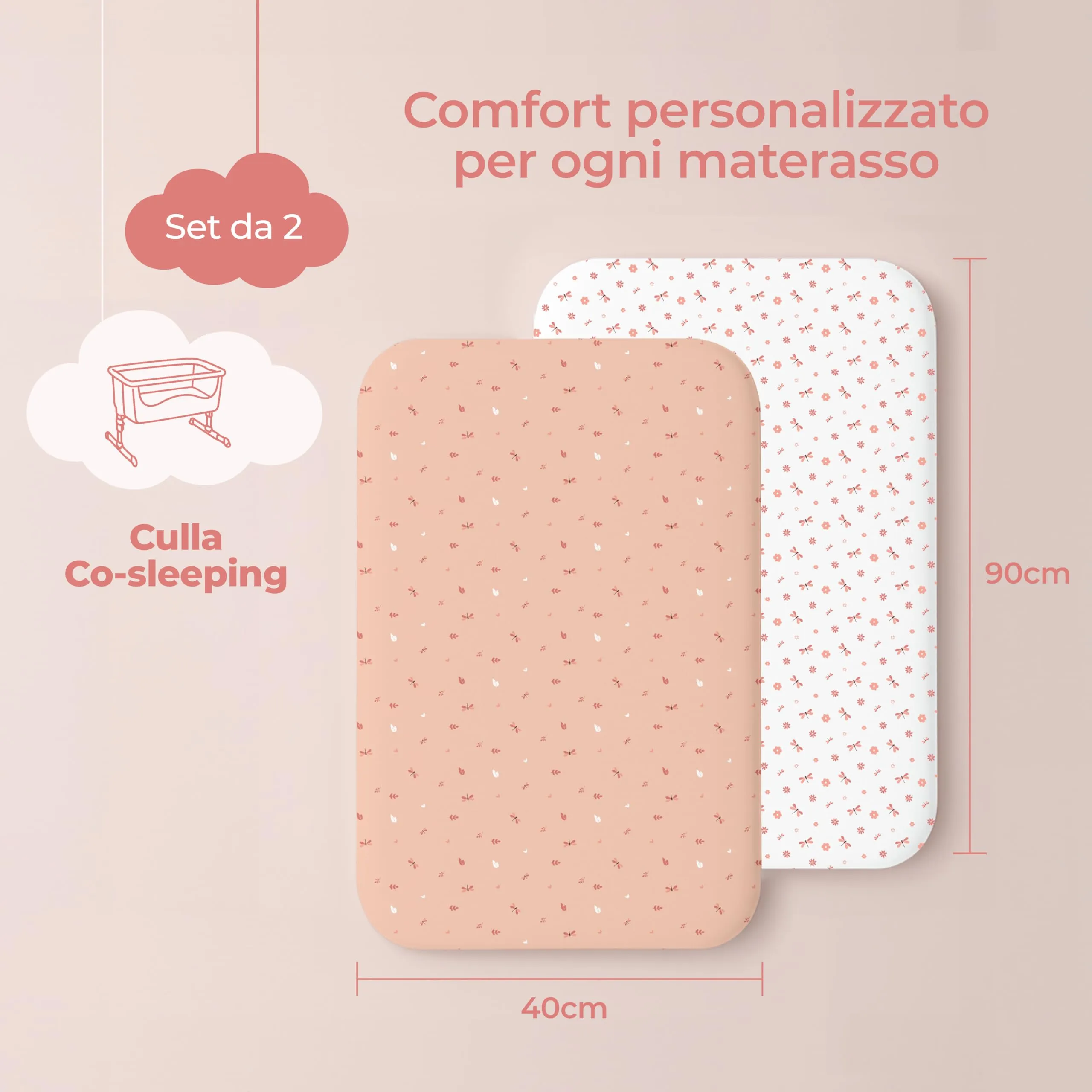 Dreamzie Set da 2 Lenzuola Culla 40x90 cm, 100% Cotone - immagine 2