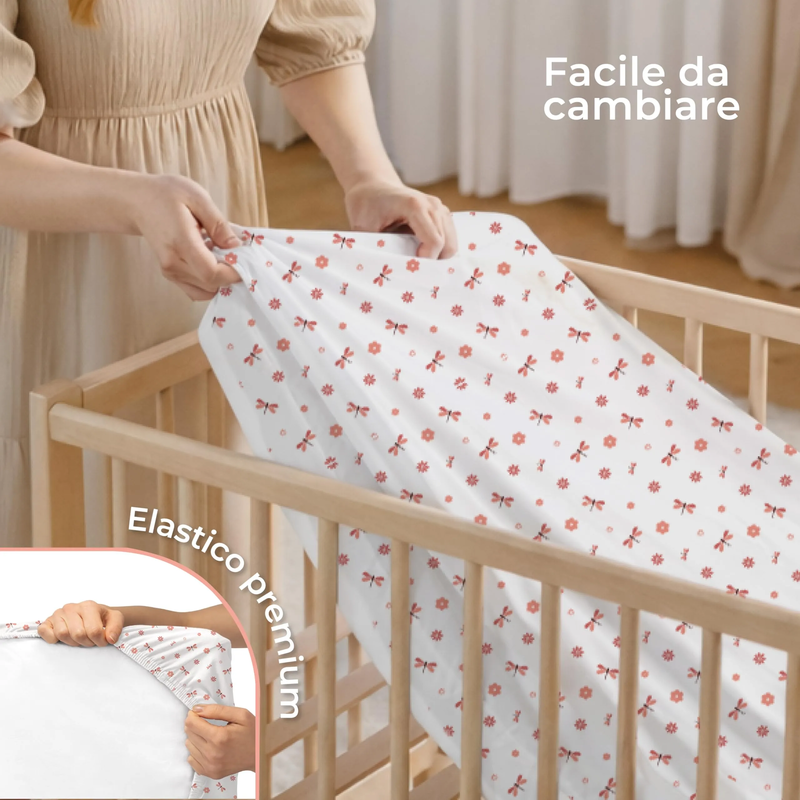 Dreamzie Set da 2 Lenzuola Culla 40x90 cm, 100% Cotone - immagine 6